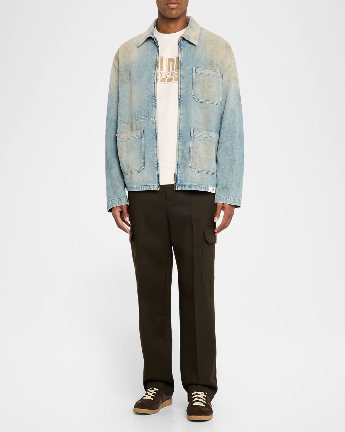 Golden Goose Men 's Distressed-Effect Full-Zip Denim Jacket