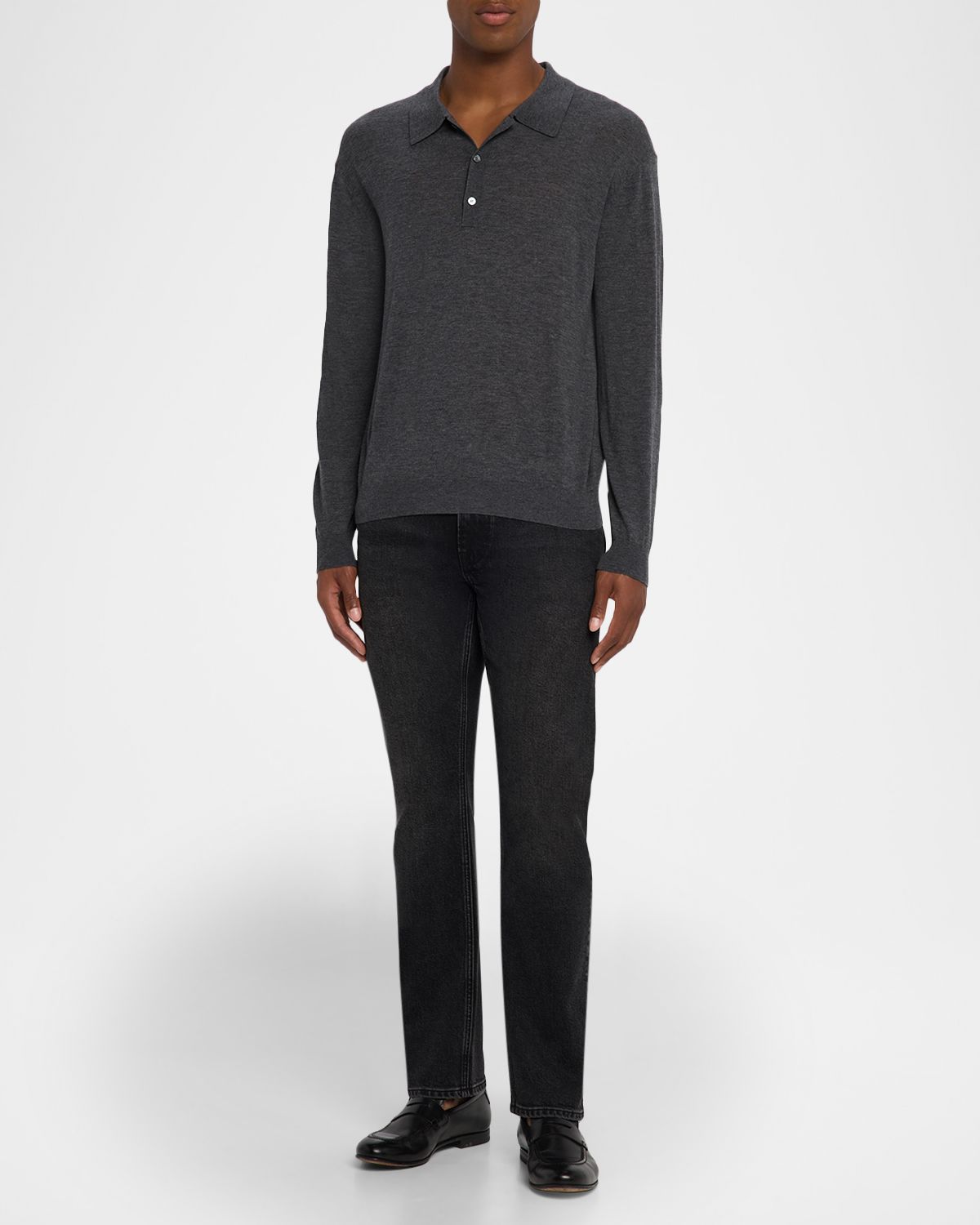 FRAME Men 's Superfine Wool and Cashmere Polo Sweater