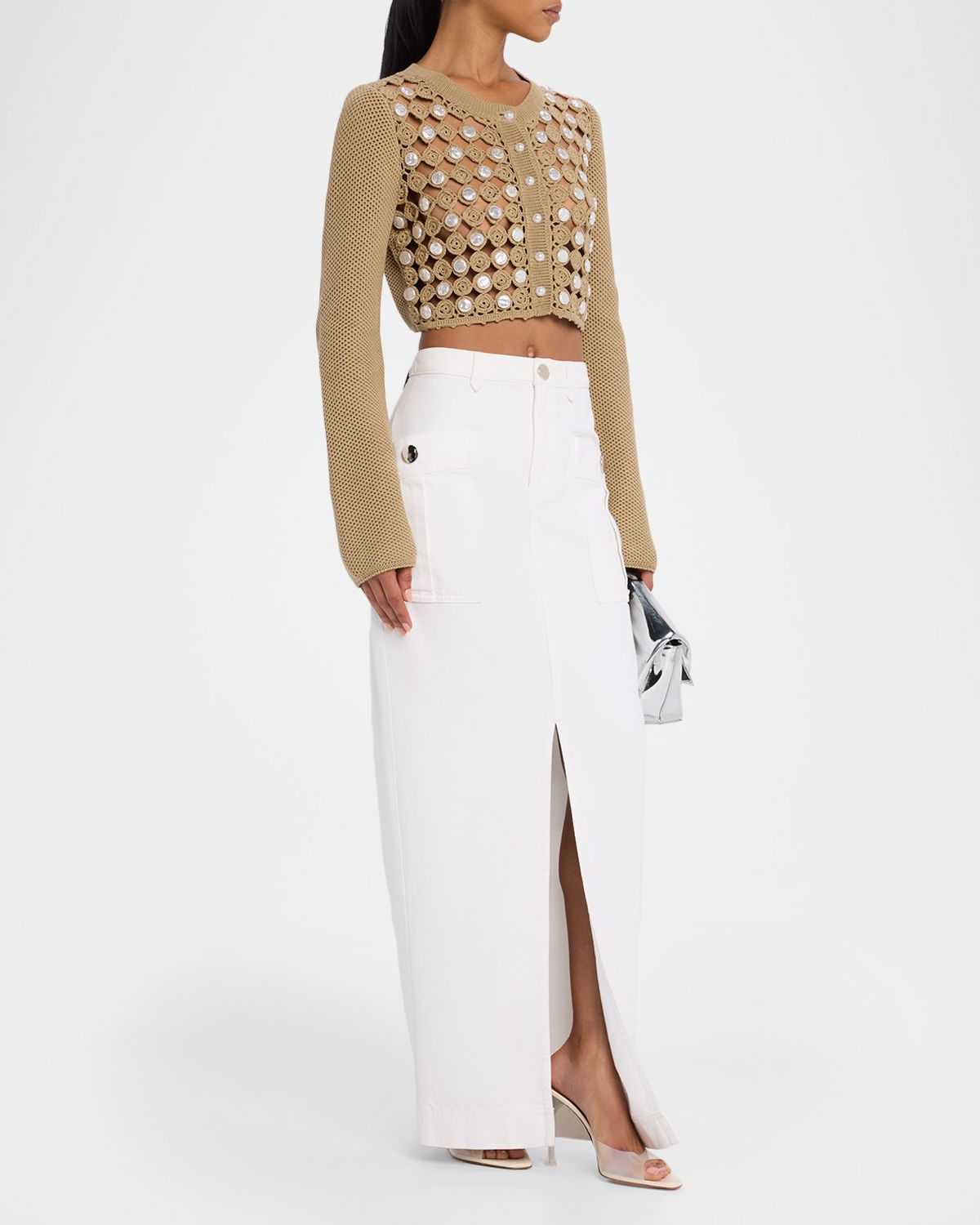 Toccin Noah Open-Knit Cropped Cardigan