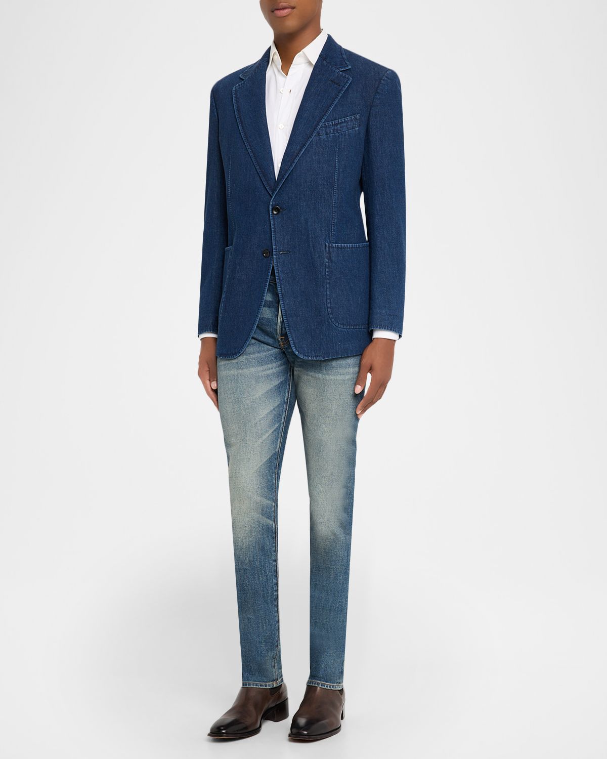 TOM FORD Men 's Shelton Light Washed Denim Sport Coat