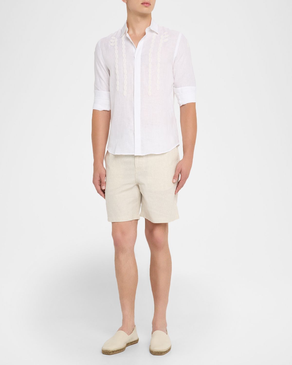 Orlebar Brown Men 's Giles Linen Applique Tailored-Fit Sport Shirt