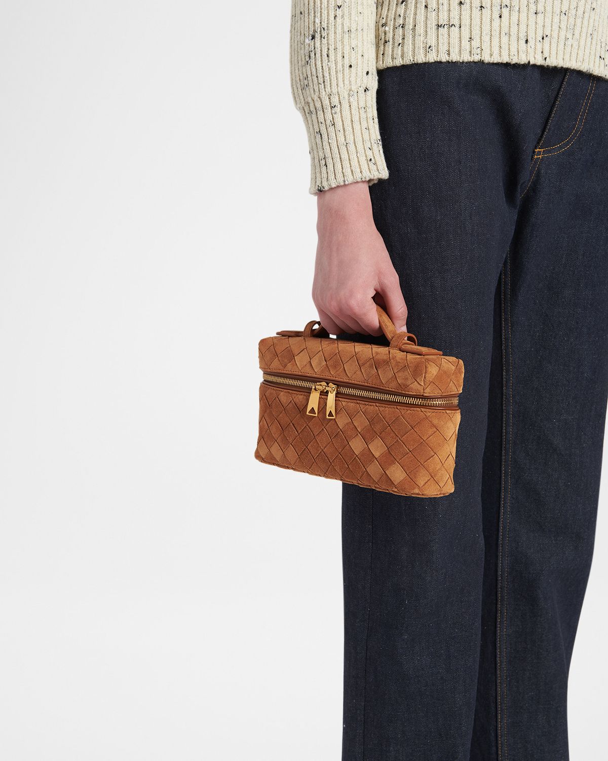 Bottega Veneta Bang Bang Vanity Intrecciato Suede Crossbody Bag