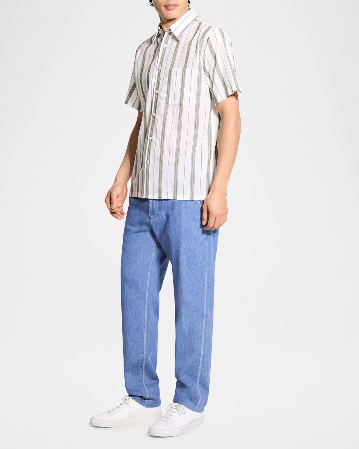 Theory Men 's Summer Dobby Stripe Short-Sleeve Shirt