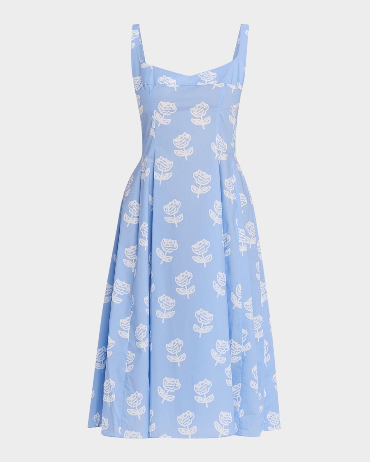 Marni Sleeveless Sprayed Rose Print Poplin Midi Dress