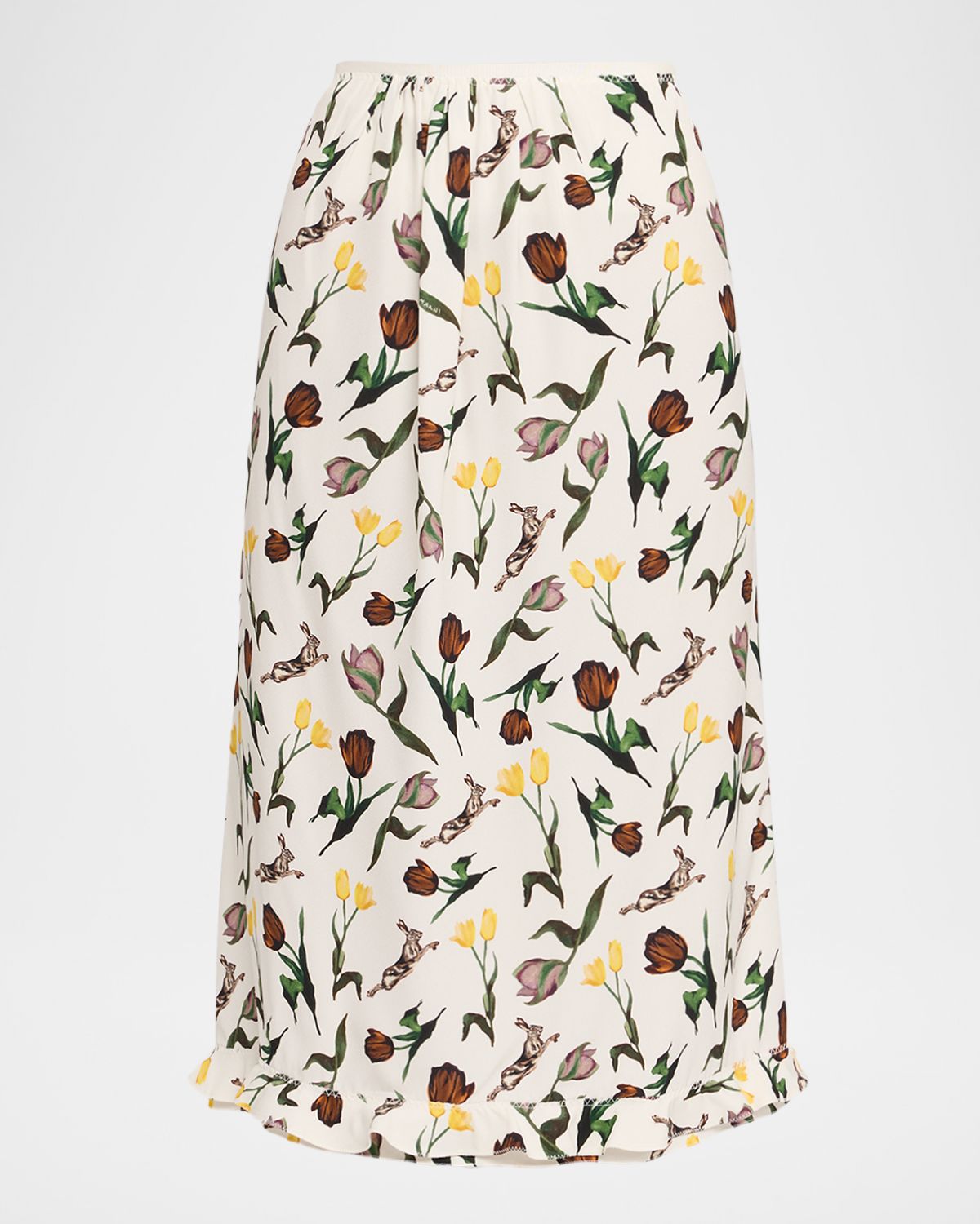 Marni Floral Ruffle Midi Skirt