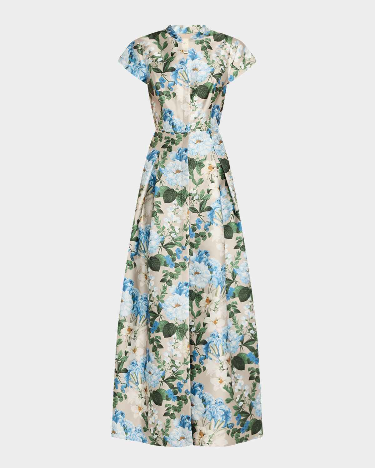 SACHIN & BABI Marta Pleated Floral-Print Mikado Gown