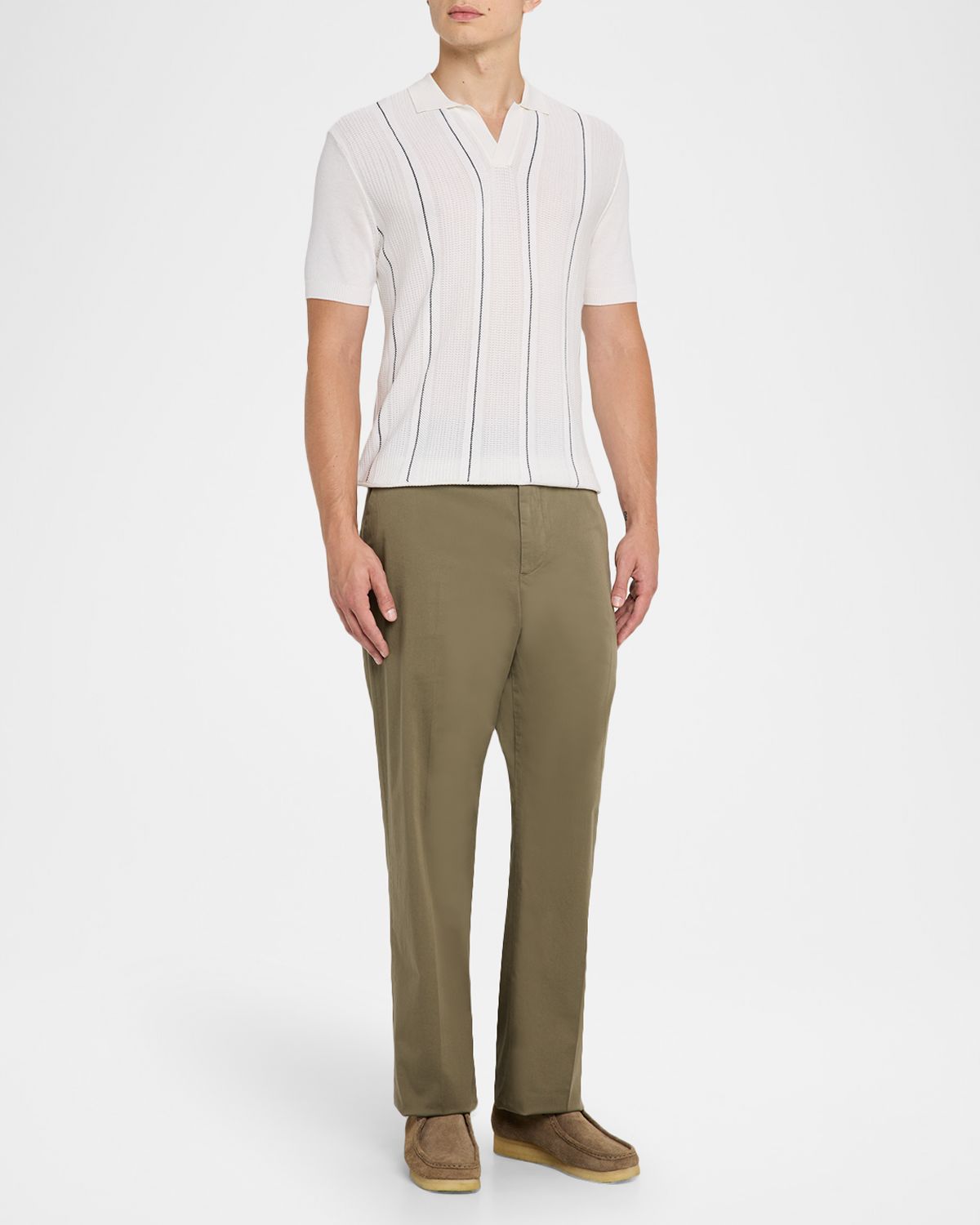 Orlebar Brown Men 's Chevron Stripe Tailored Fit Johnny Collar Polo Shirt