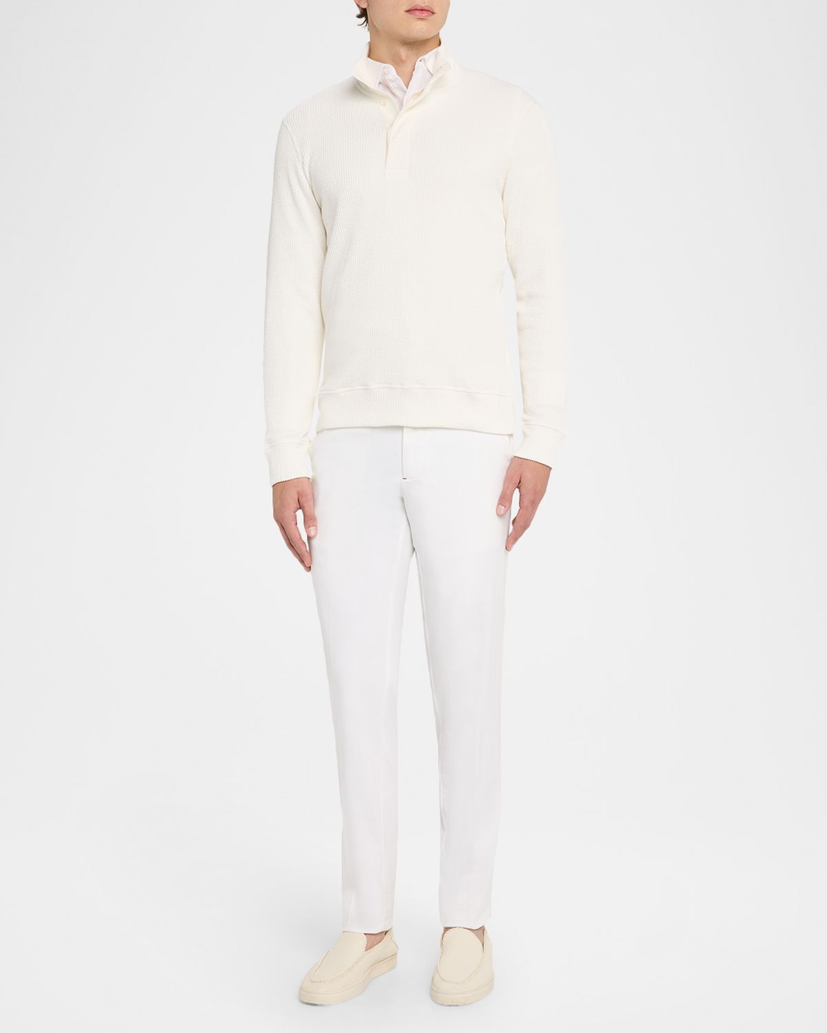 Orlebar Brown Men 's Mazari Capri Collar Three-Button Seersucker Sweater