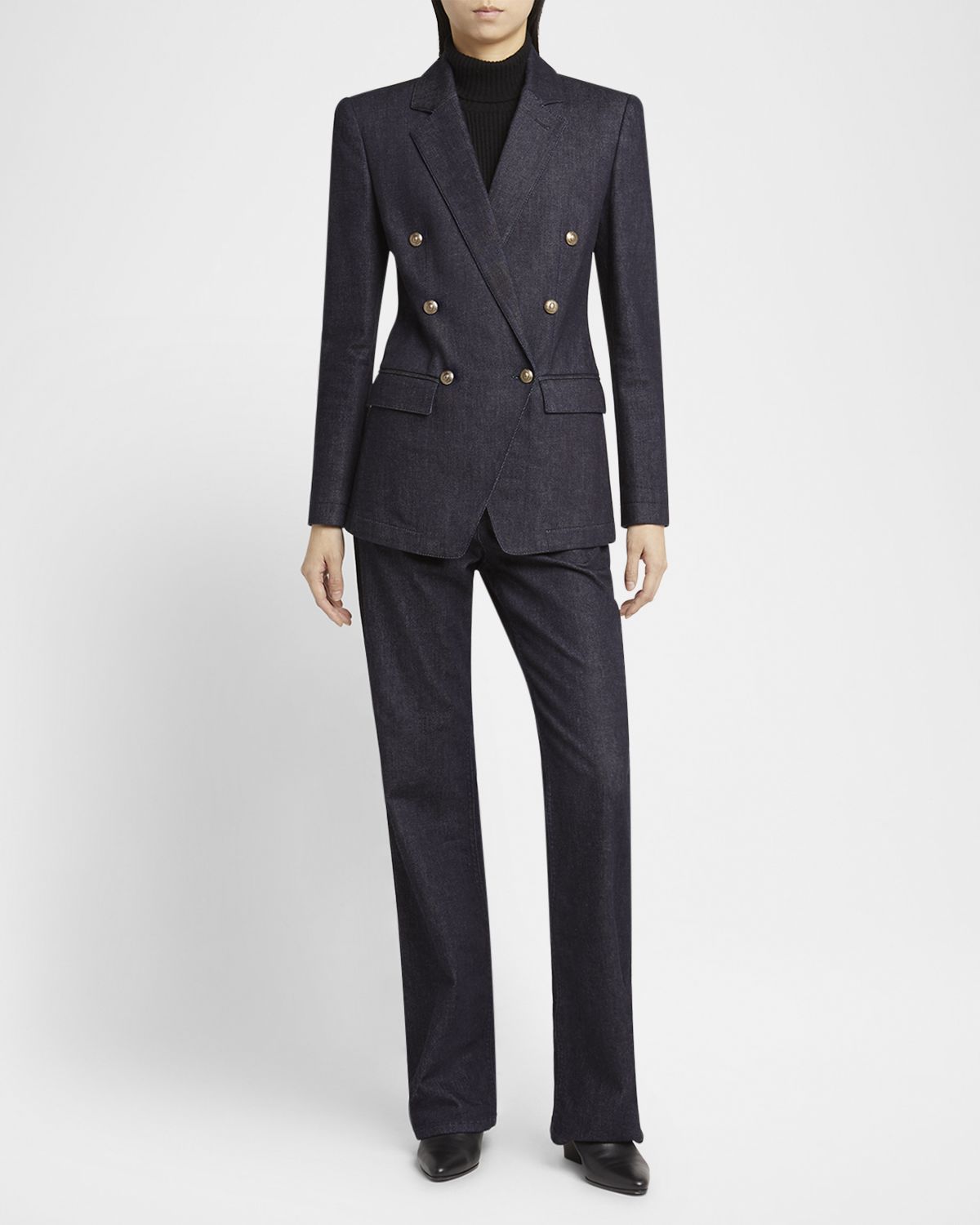 Giorgio Armani Cotton-Cashmere Denim Double-Breasted Blazer