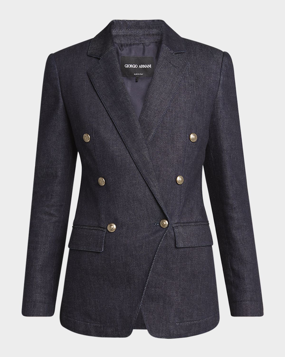 Giorgio Armani Cotton-Cashmere Denim Double-Breasted Blazer