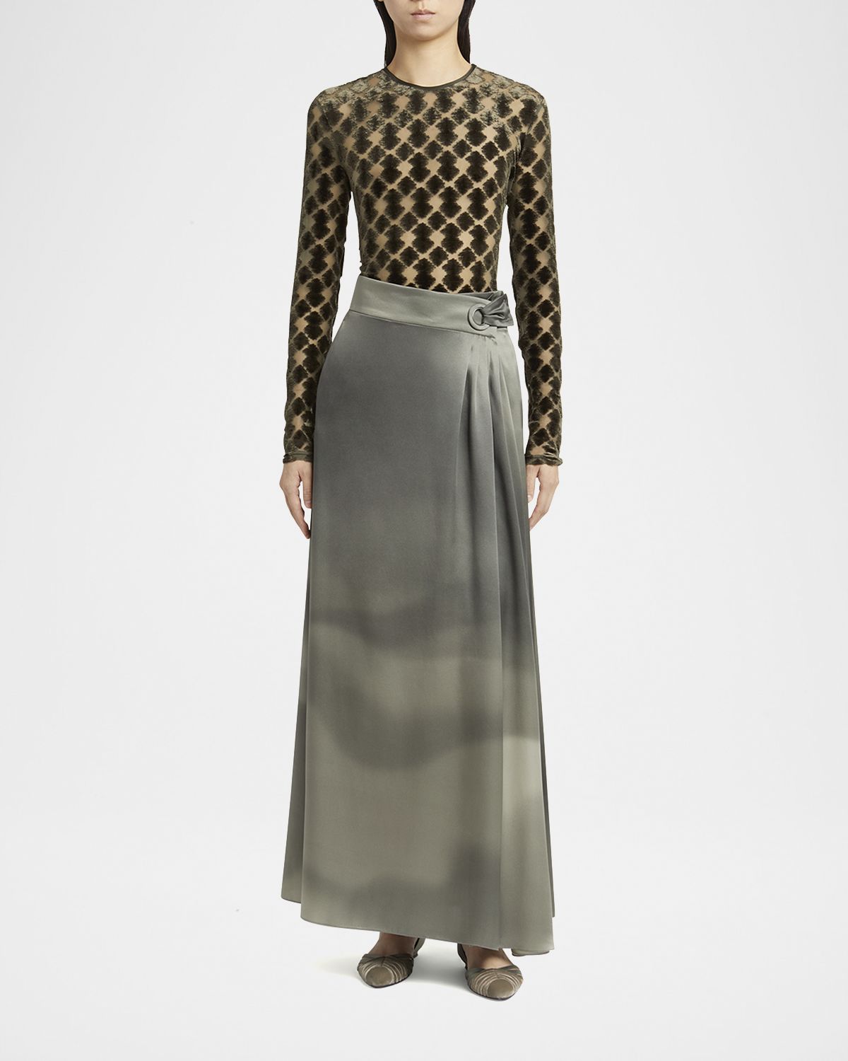 Giorgio Armani Ombre Silk Maxi Wrap Skirt