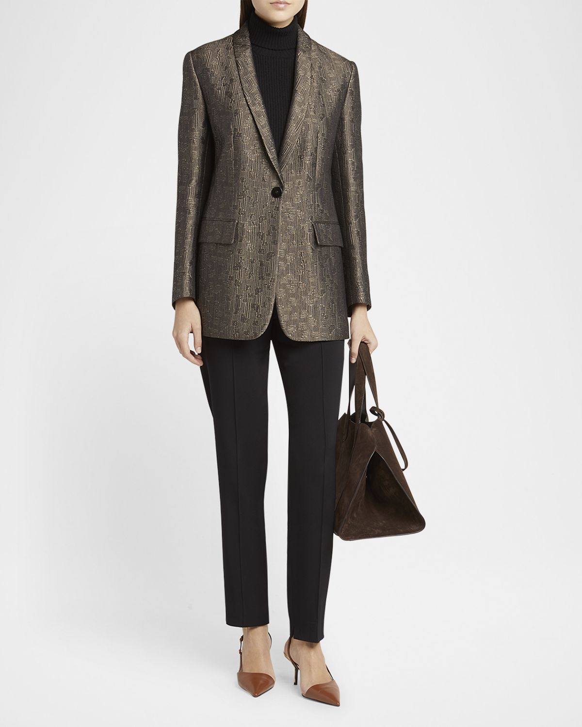 Giorgio Armani Geo Silk Jacquard Single-Breasted Blazer