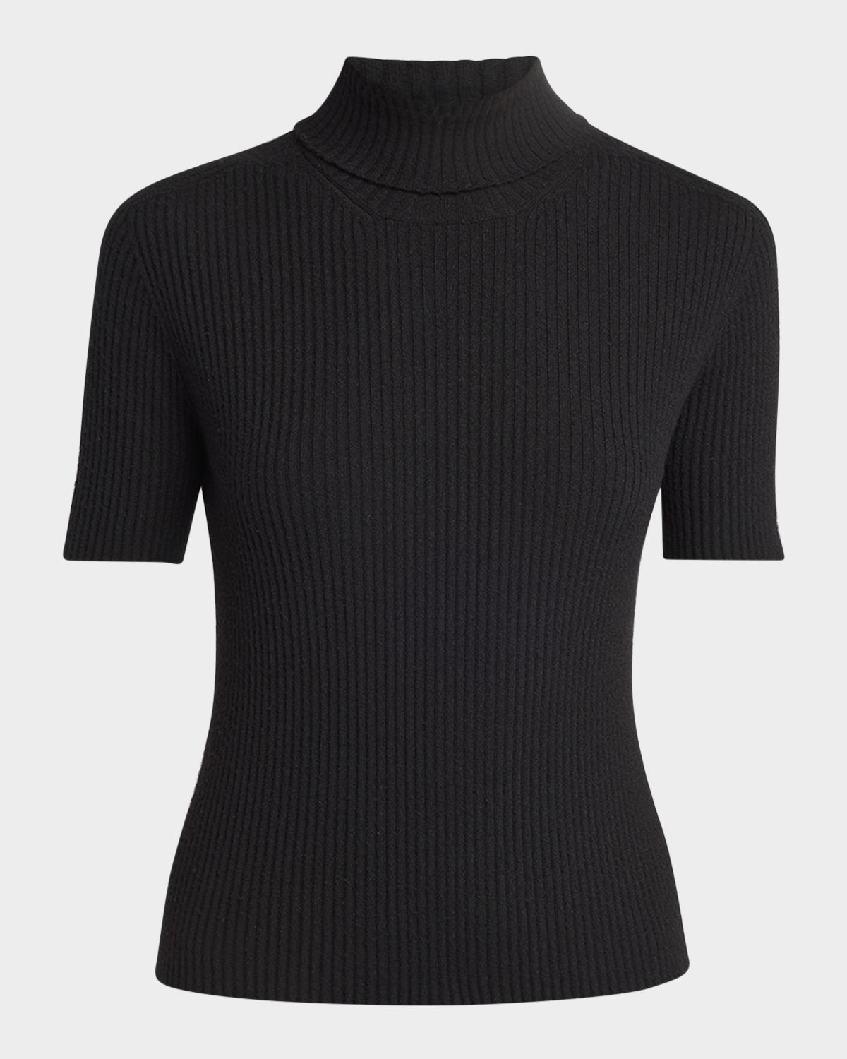 Giorgio Armani Turtleneck Short-Sleeve Cashmere Rib Sweater