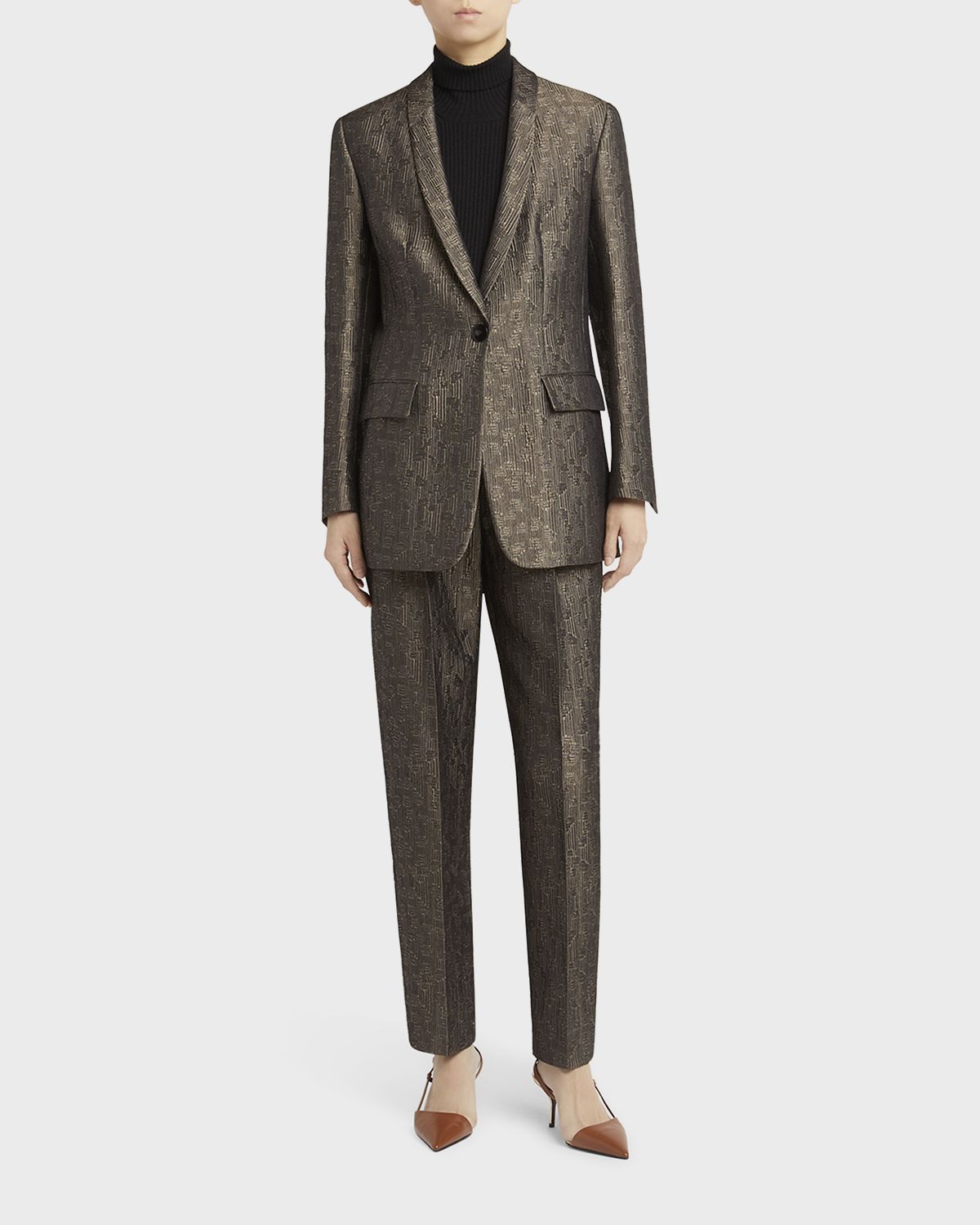 Giorgio Armani Geo Silk Jacquard Tapered-Leg Trousers