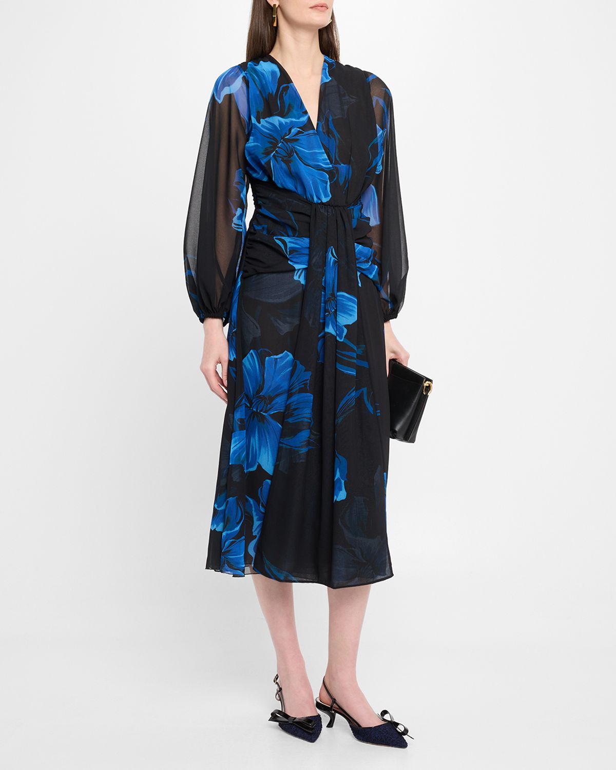 Chiara Boni La Petite Robe Floral-Print Georgette Midi Dress