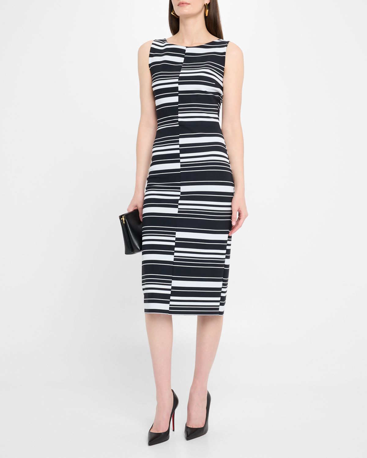 Chiara Boni La Petite Robe Striped Bodycon Midi Dress