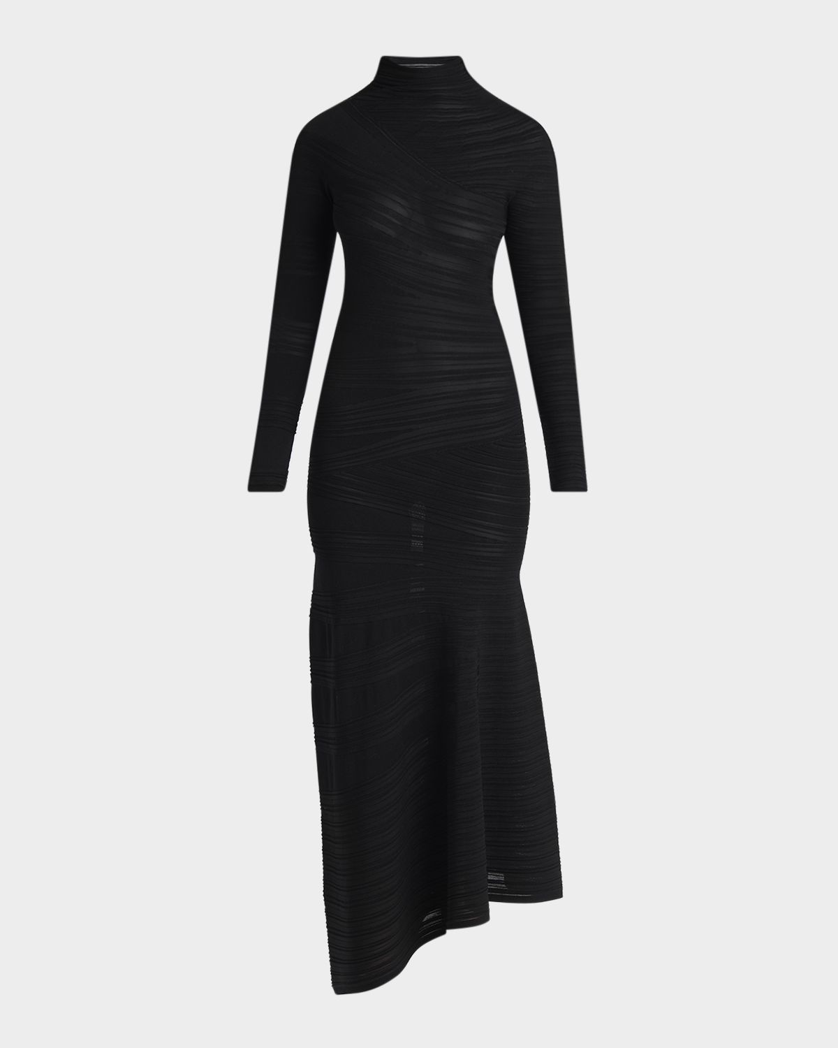 Giorgio Armani Asymmetric Tonal Striped Jersey Mock-Neck Midi Dress | Thumbnail 6 Giorgio Armani Asymmetric Tonal Striped Jersey Mock-Neck Midi Dress | Thumbnail 6