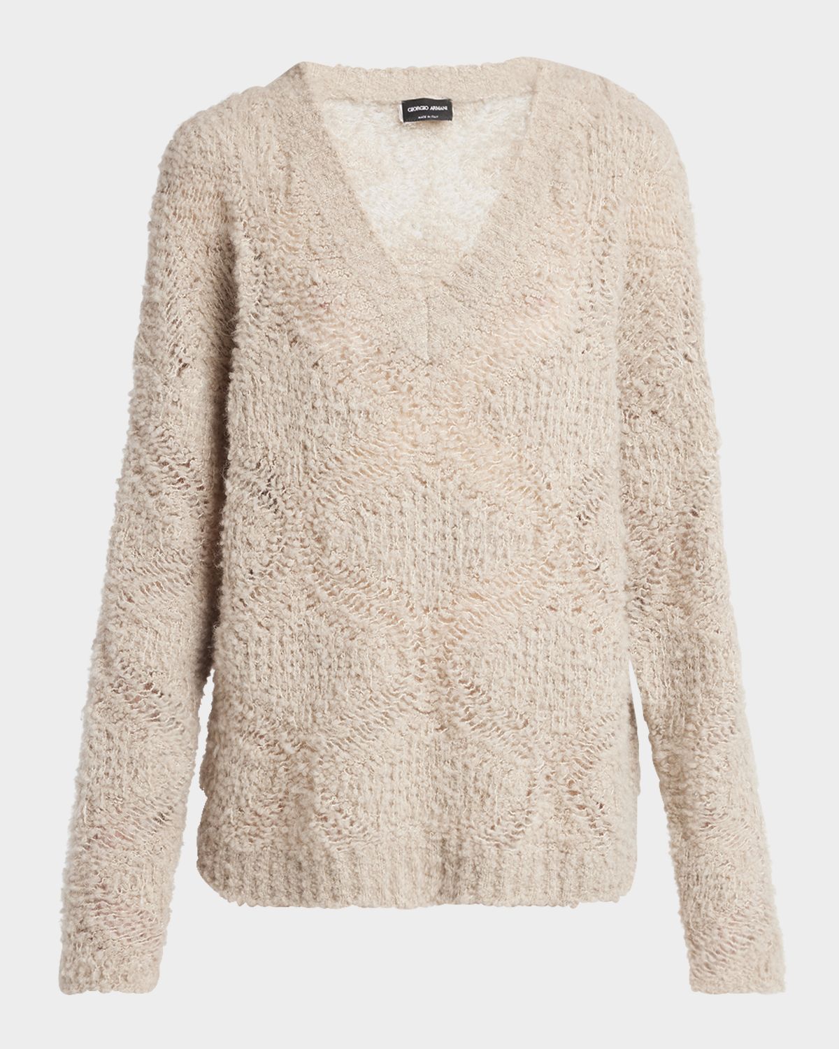 Giorgio Armani V-Neck Wool Cashmere Open-Knit Sweater | Thumbnail 6 Giorgio Armani V-Neck Wool Cashmere Open-Knit Sweater | Thumbnail 6