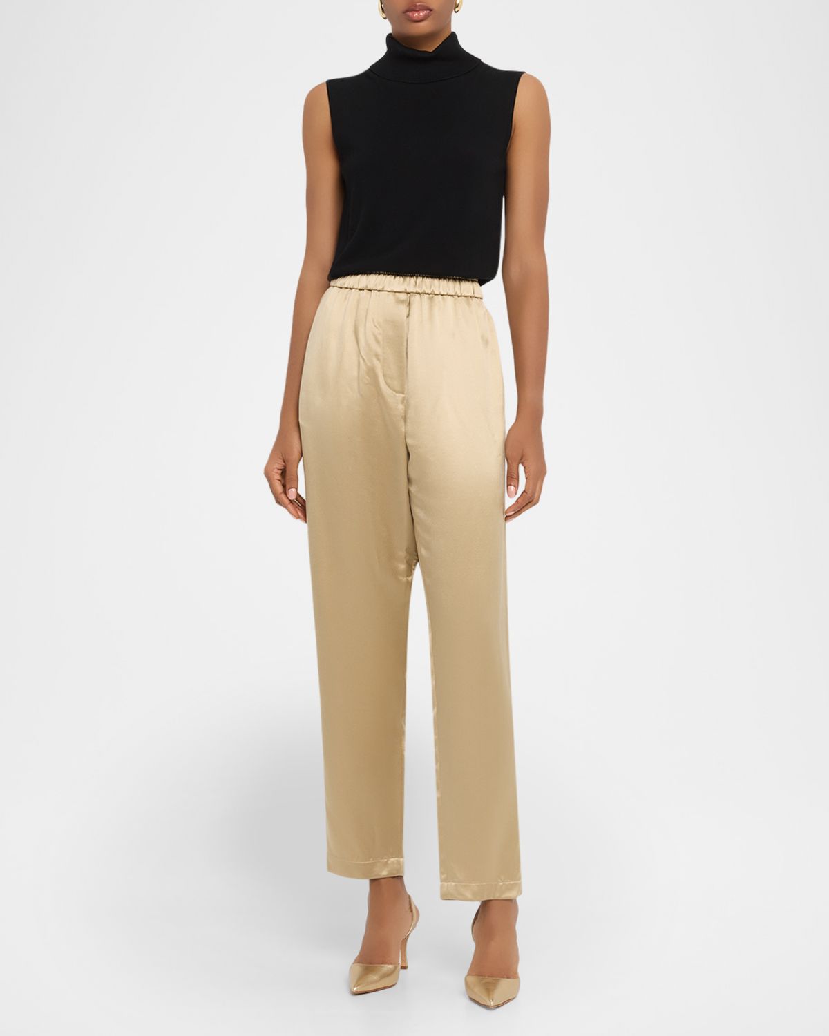 Giorgio Armani Relaxed-Leg Silk Pull-On Trousers