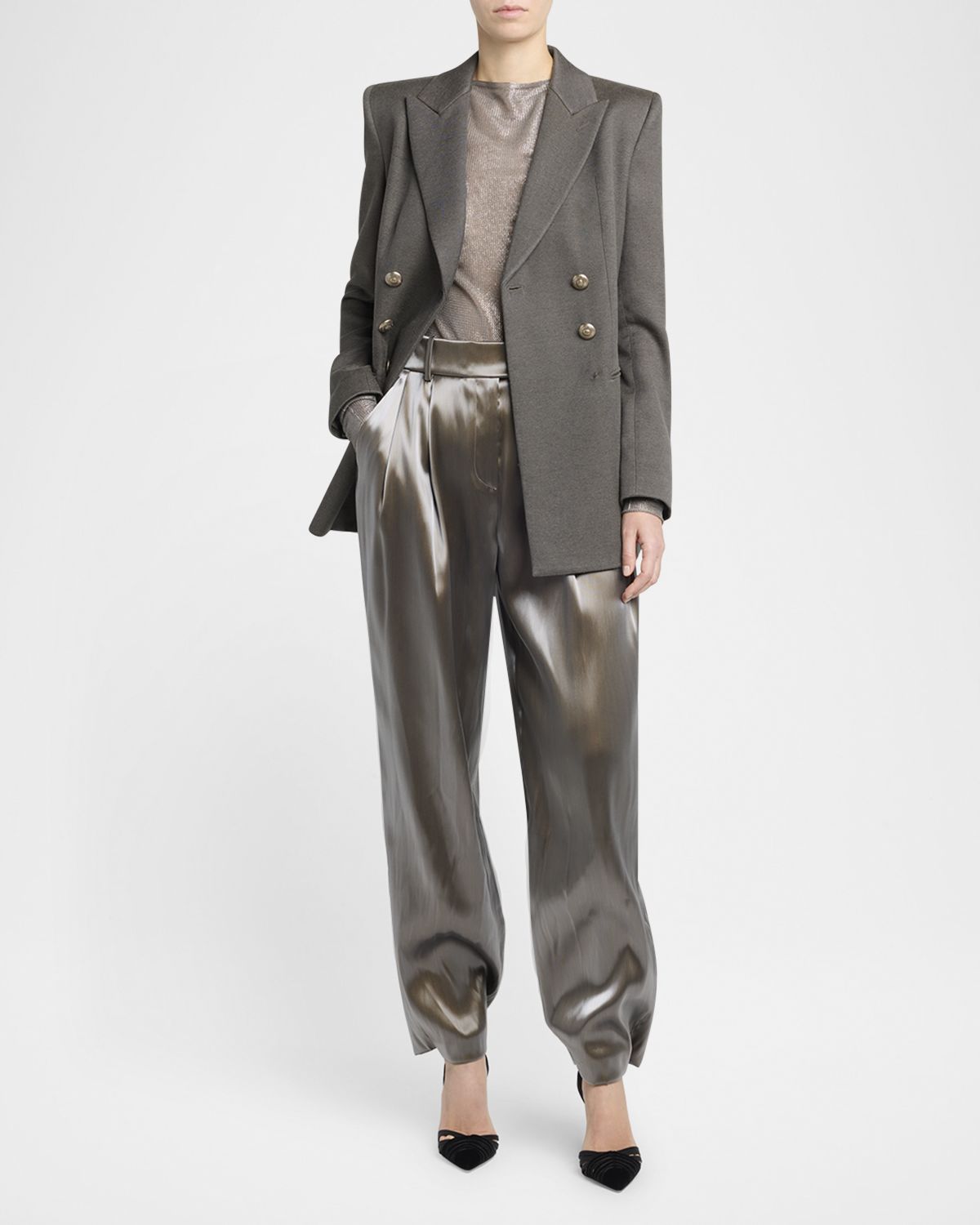 Giorgio Armani Silk Cotton Double-Breasted Blazer