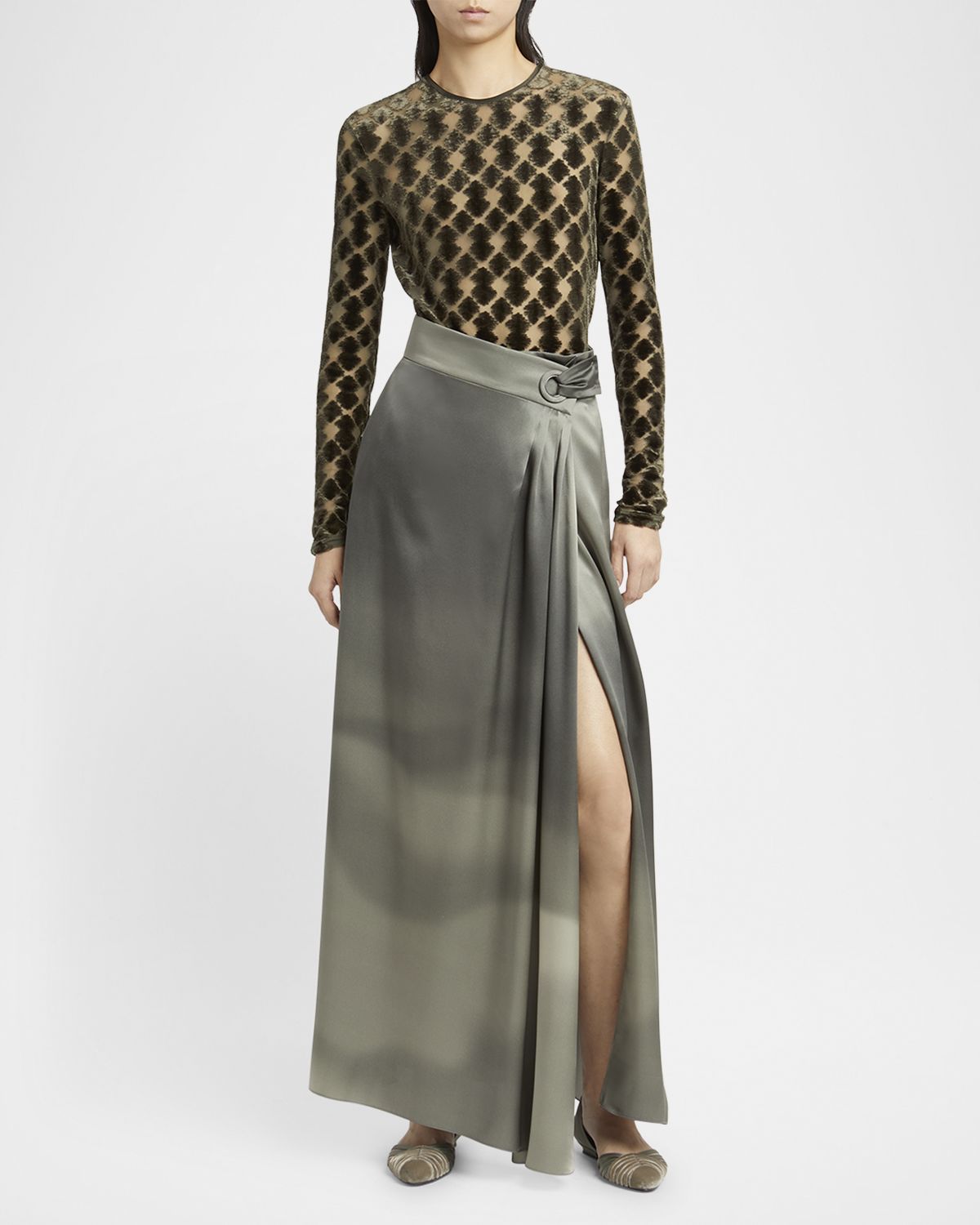Giorgio Armani Velvet Jersey Jacquard Long-Sleeve Top
