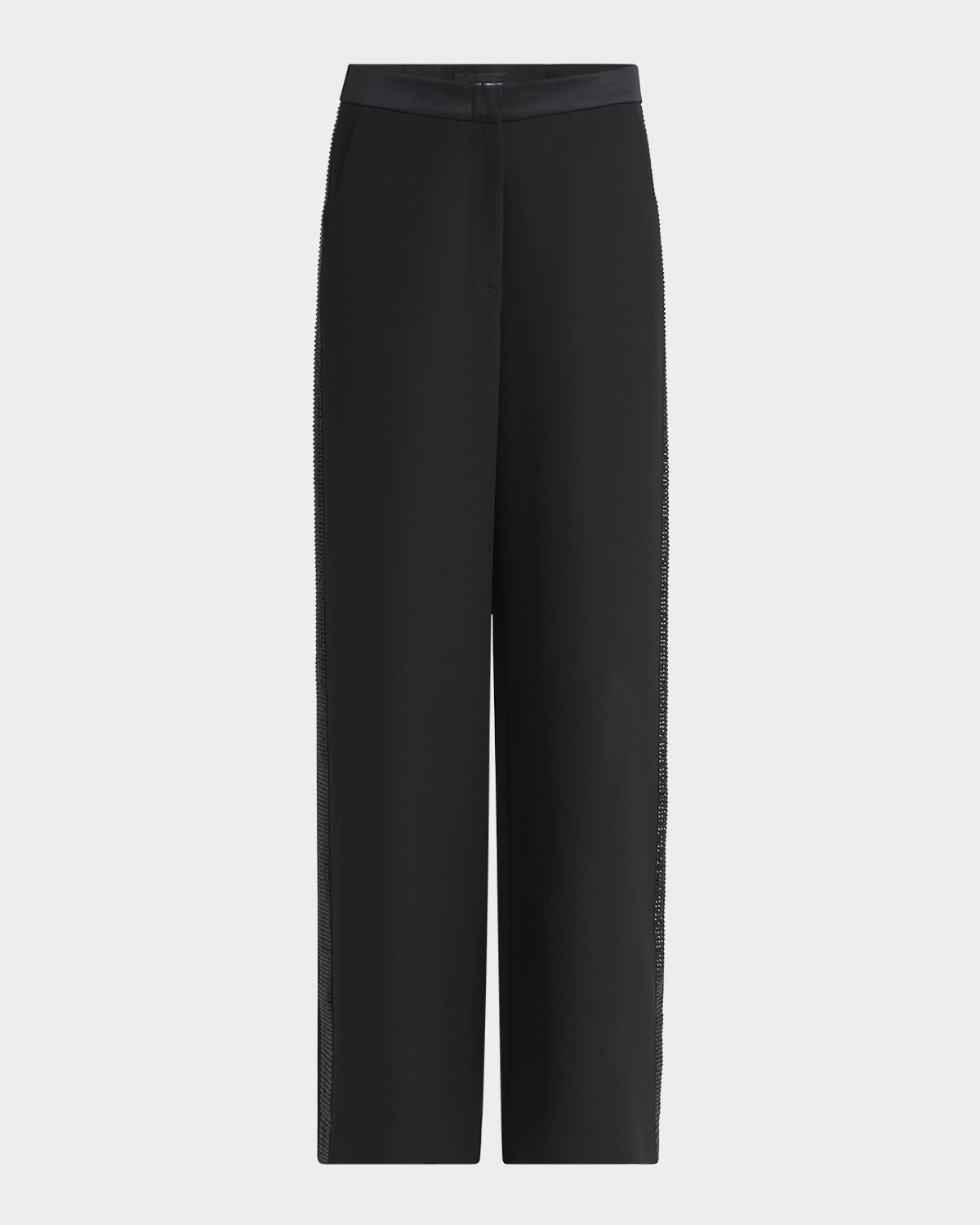 Giorgio Armani Wide-Leg Beaded Silk Tuxedo Pants