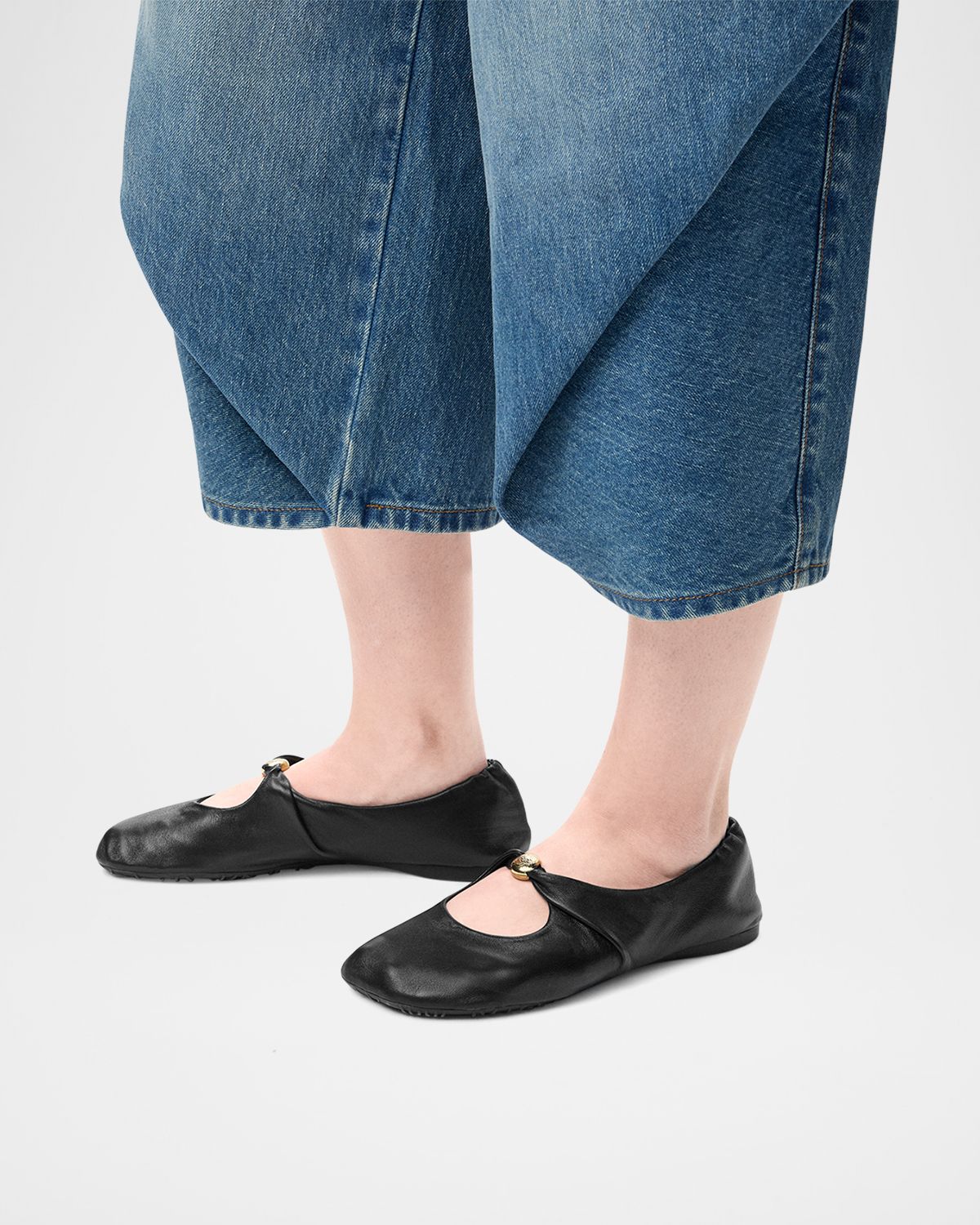 Loewe Pebble Soft Leather Ballerina Flats