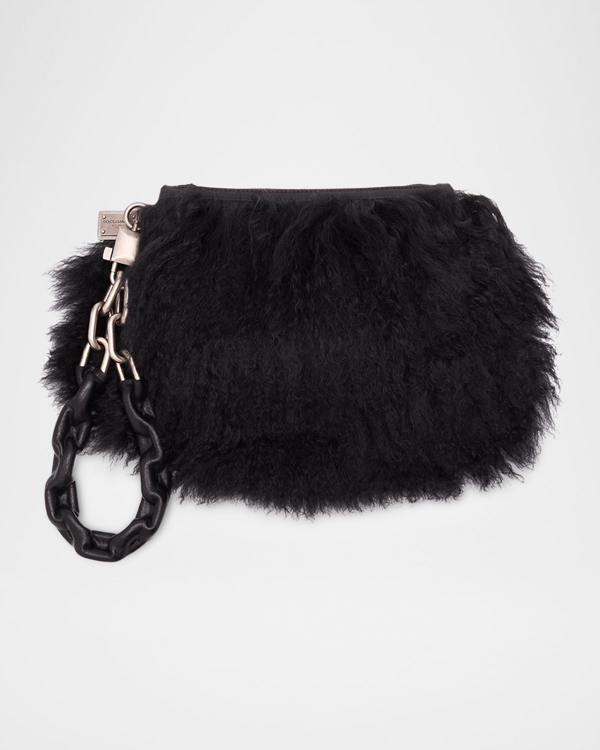 Dolce & Gabbana Shearling Wristlet Clutch Bag