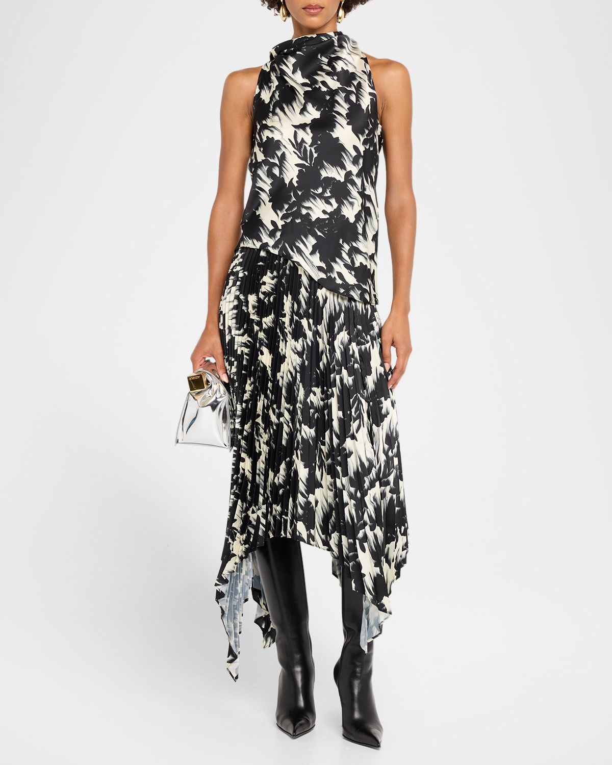Marques 'Almeida Floral Plisse Midi Skirt