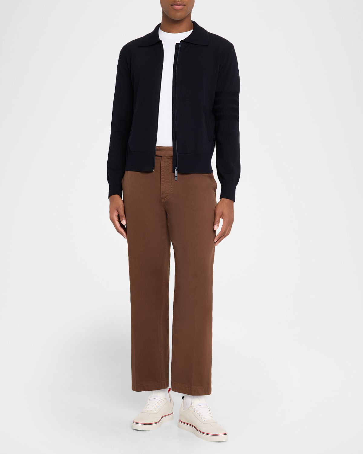 Thom Browne Men 's Double-Face Knit Full-Zip Sweater