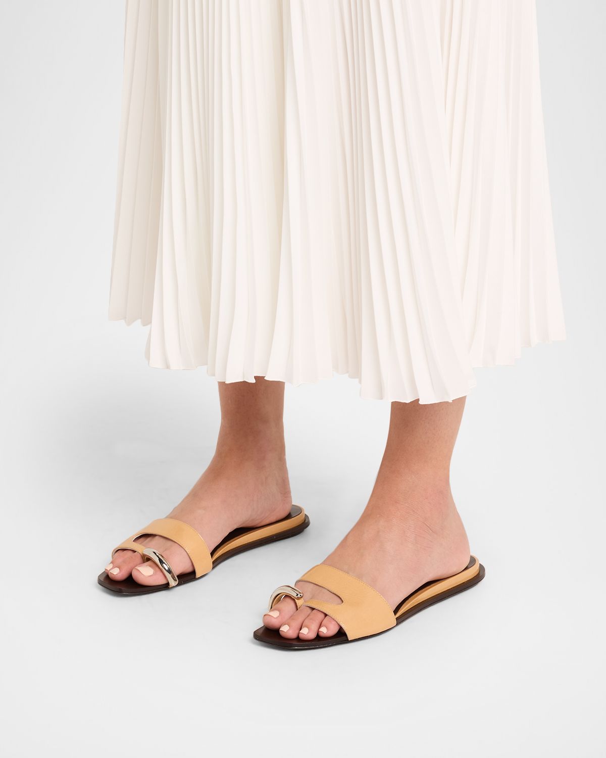 Tory Burch Pierced Leather Toe Ring Flat Sandals