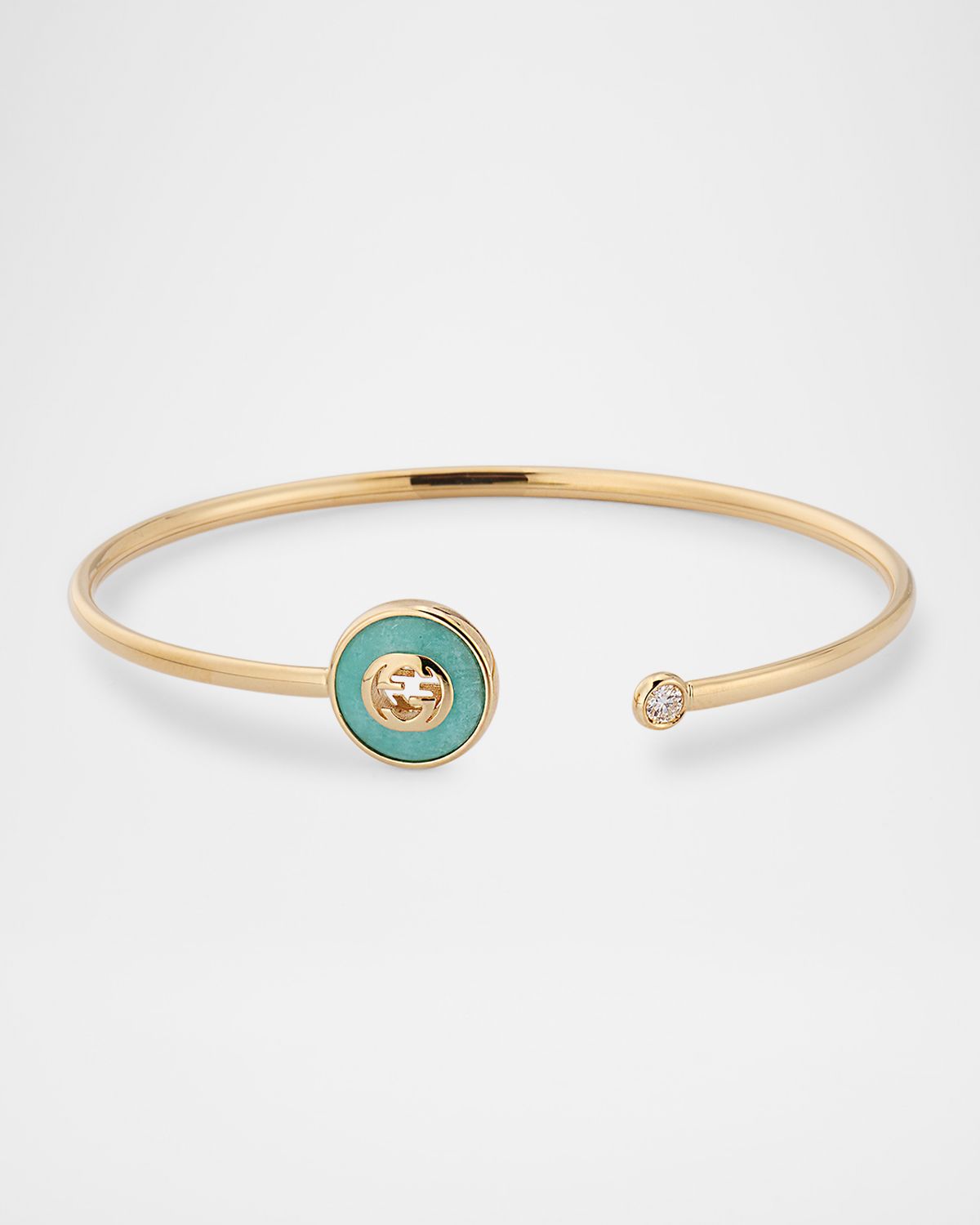 Gucci Interlocking 18K Yellow Gold Flex Bracelet with Diamond and Amazonite