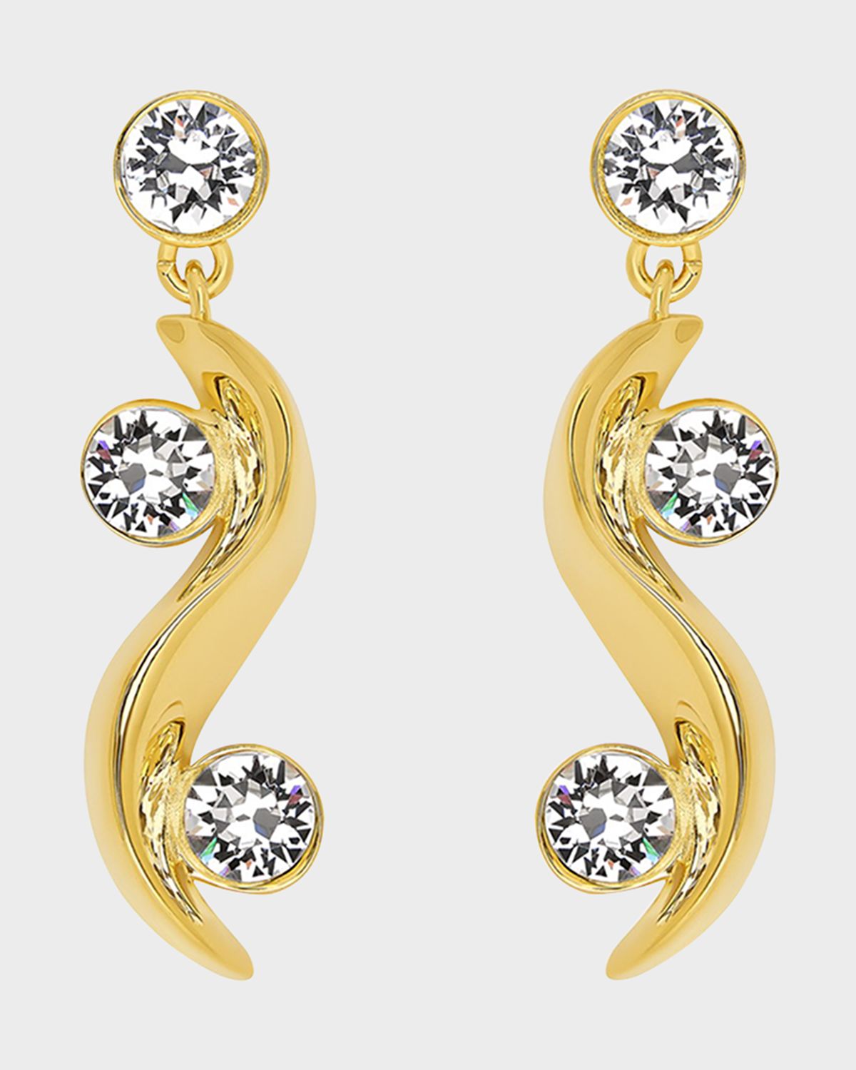Oscar de la Renta Crystal Wave Drop Earrings