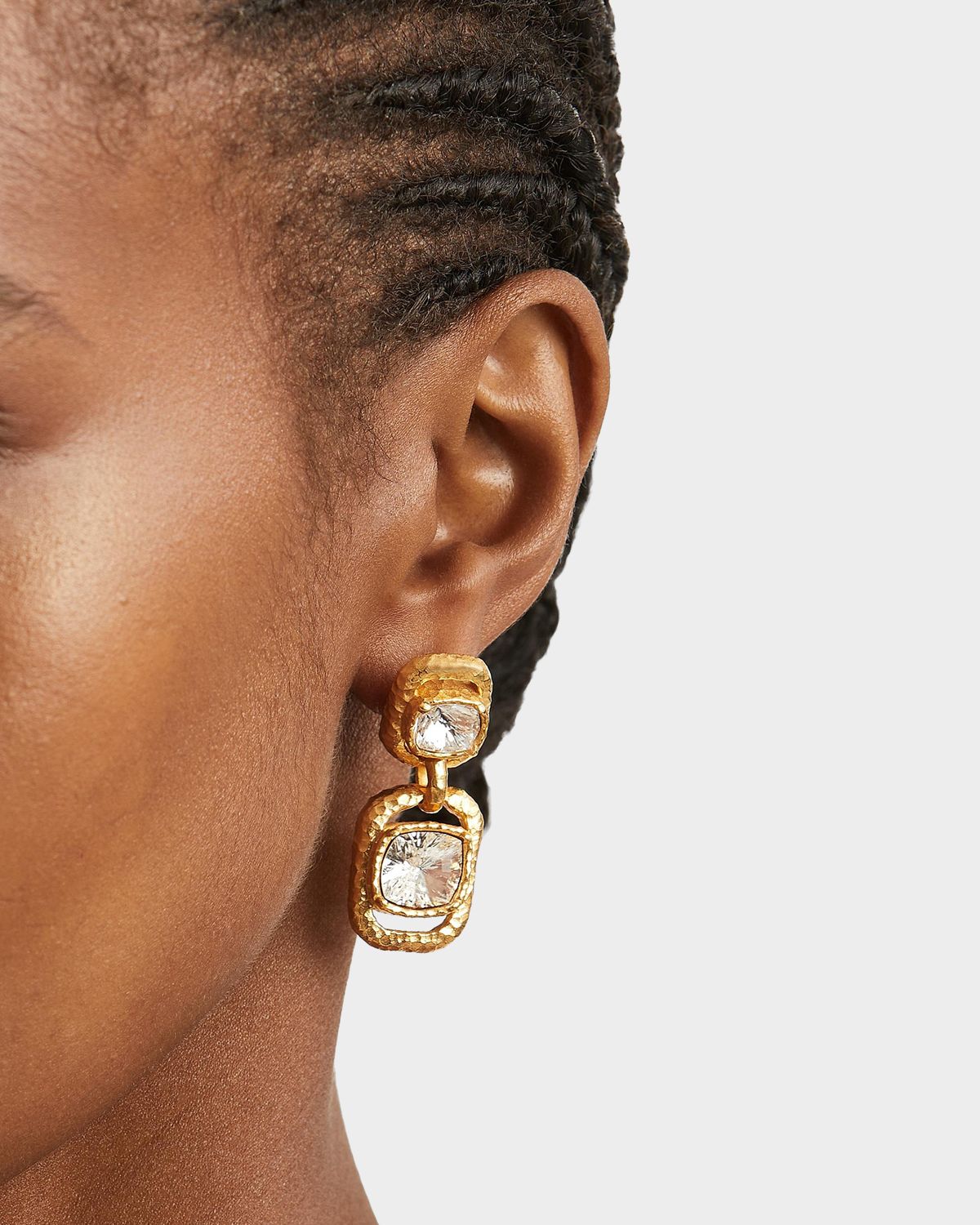 Oscar de la Renta Rectangle Crystal Double Drop Earrings