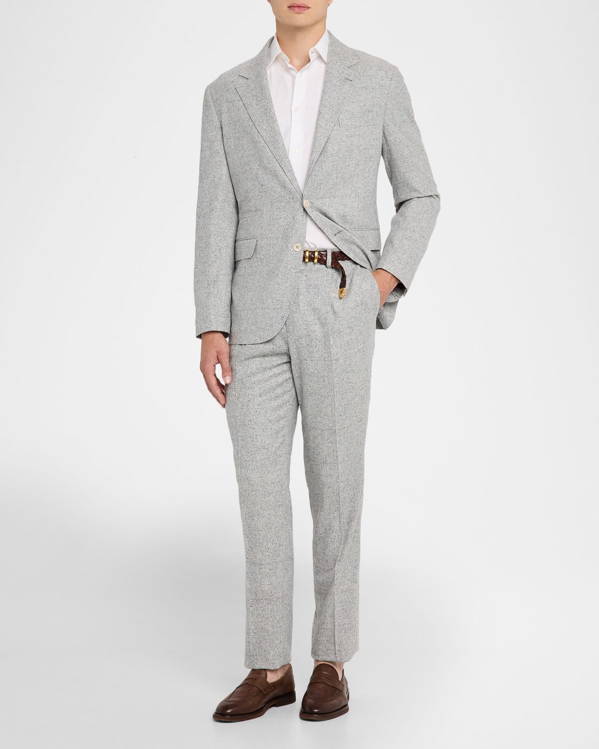 Brunello Cucinelli Men 's Plaid Donegal Effect Two-Piece Suit