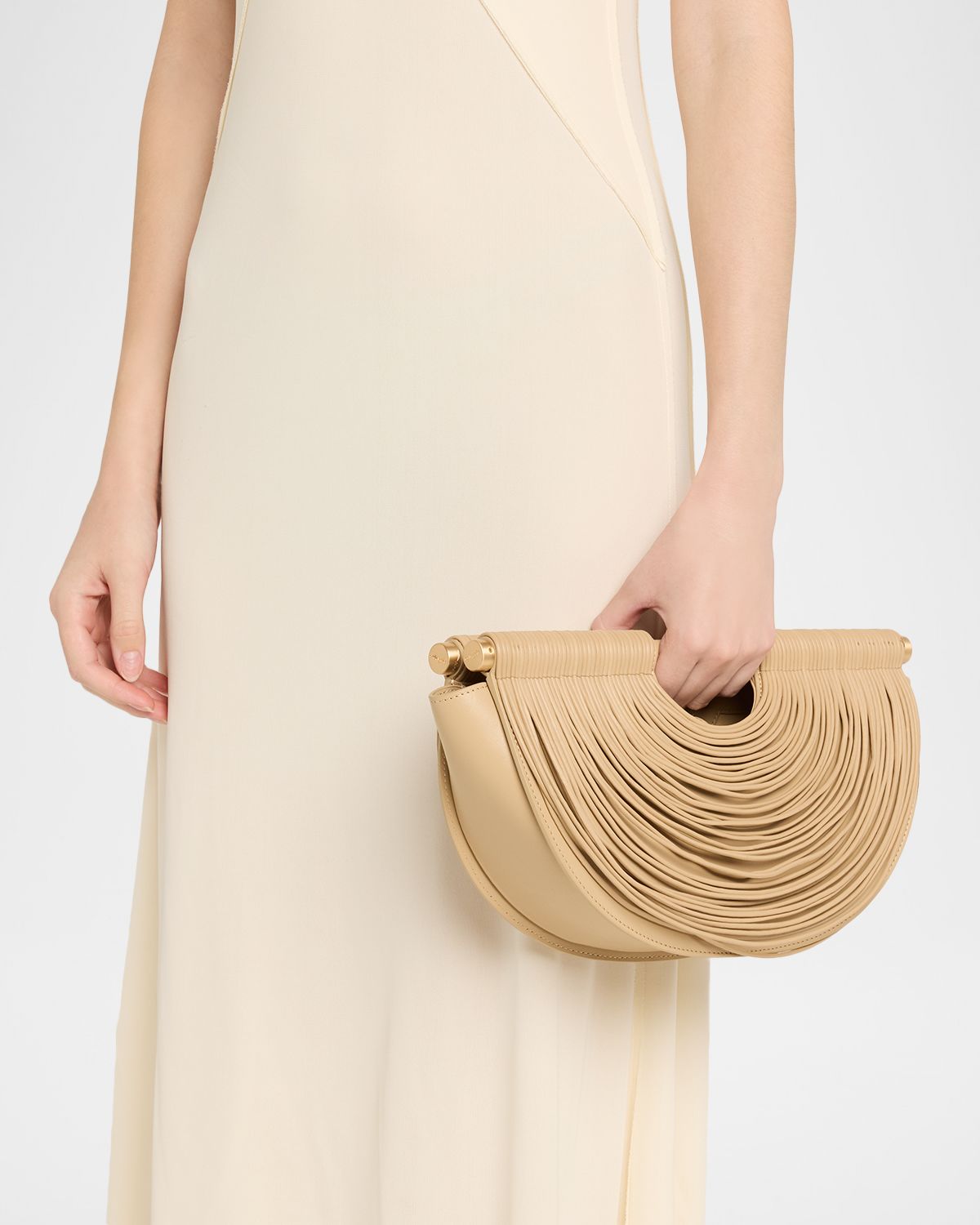 Cult Gaia Lou Draped Leather Clutch Bag