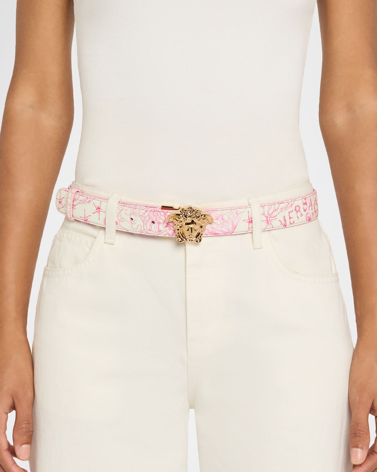 Versace Underwater Barocco Leather Belt