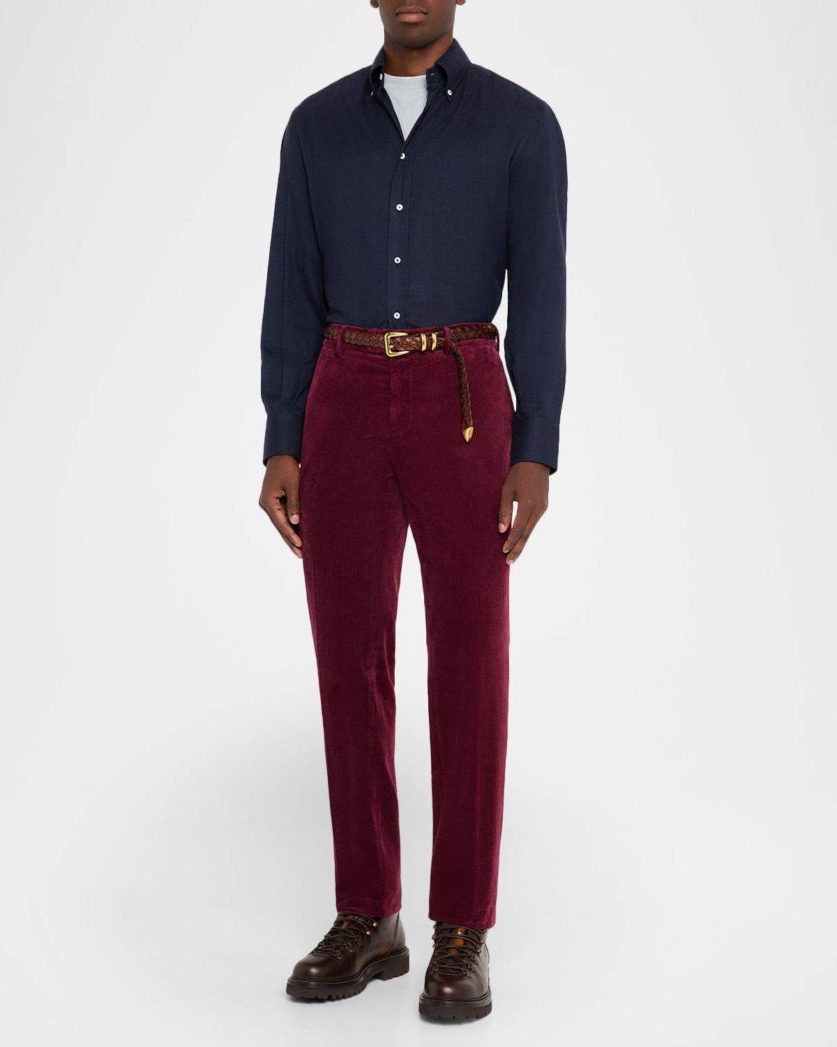 Brunello Cucinelli Men 's Micro-Chevron Button-Collar Sport Shirt