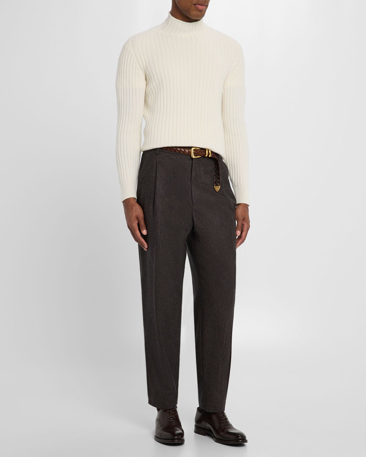 Brunello Cucinelli Men 's Cashmere Rib-Knit Mock Neck Sweater