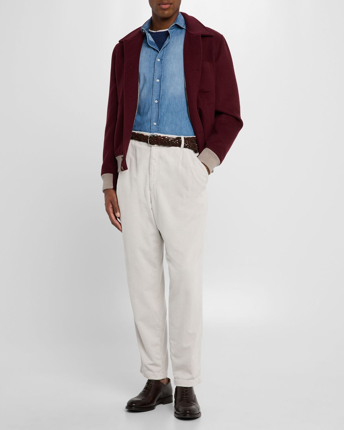 Brunello Cucinelli Men 's Wool Button-Front Bomber Jacket