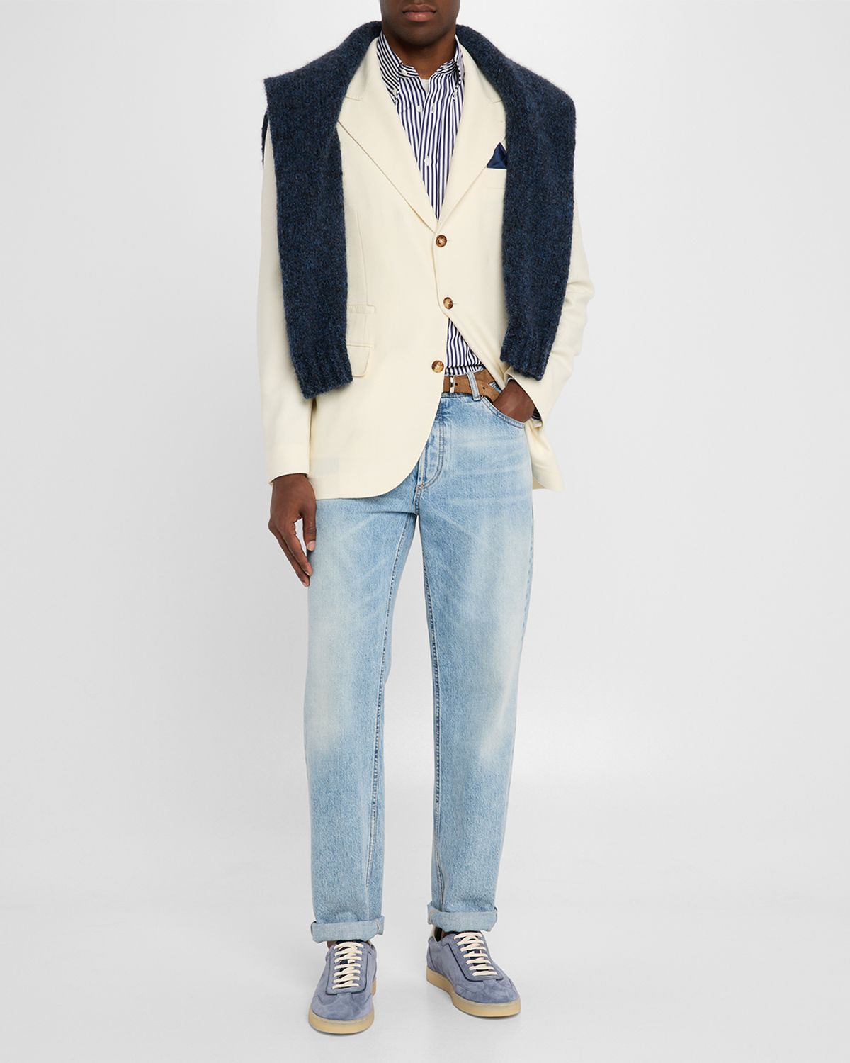 Brunello Cucinelli Men 's Cavallery Twill Peak-Lapel Sport Coat