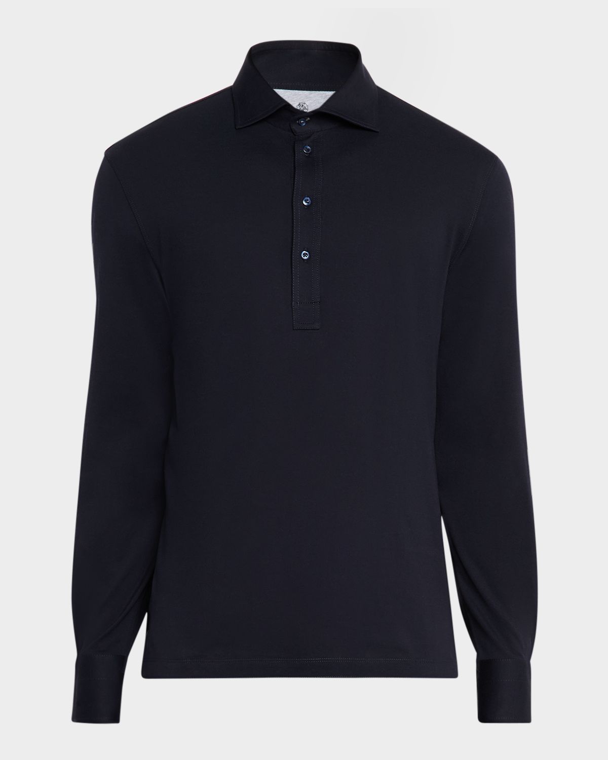 Brunello Cucinelli Men 's Cotton Long-Sleeve Polo Shirt | Thumbnail 6 Brunello Cucinelli Men 's Cotton Long-Sleeve Polo Shirt | Thumbnail 6