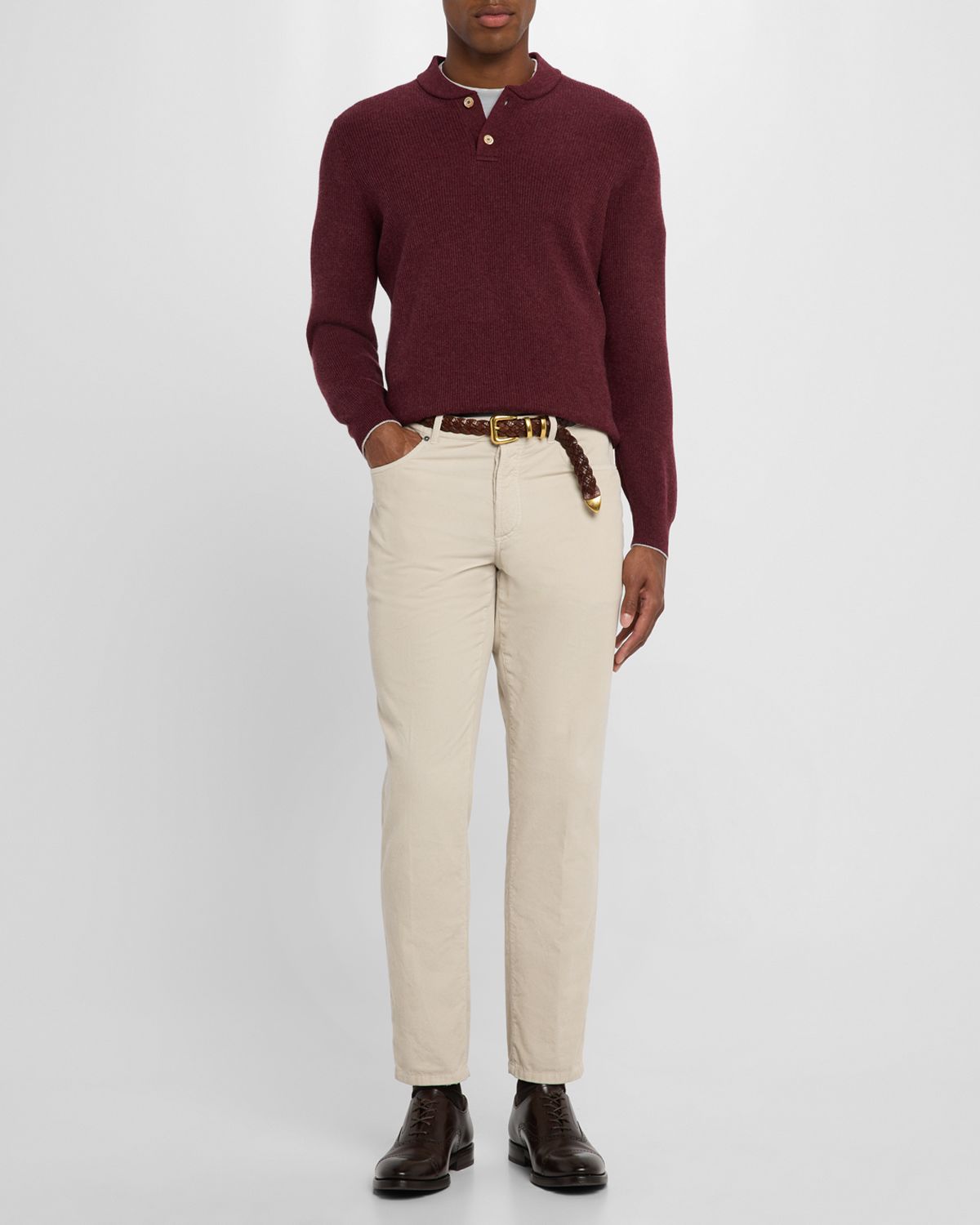 Brunello Cucinelli Men 's Ribbed Cashmere Henley Sweater