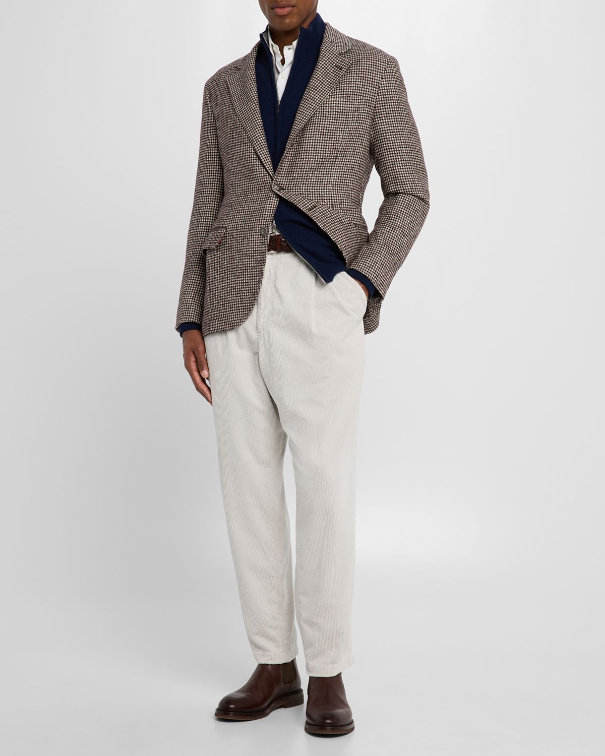 Brunello Cucinelli Men 's Enamel-Button Pied De Poule Sport Coat