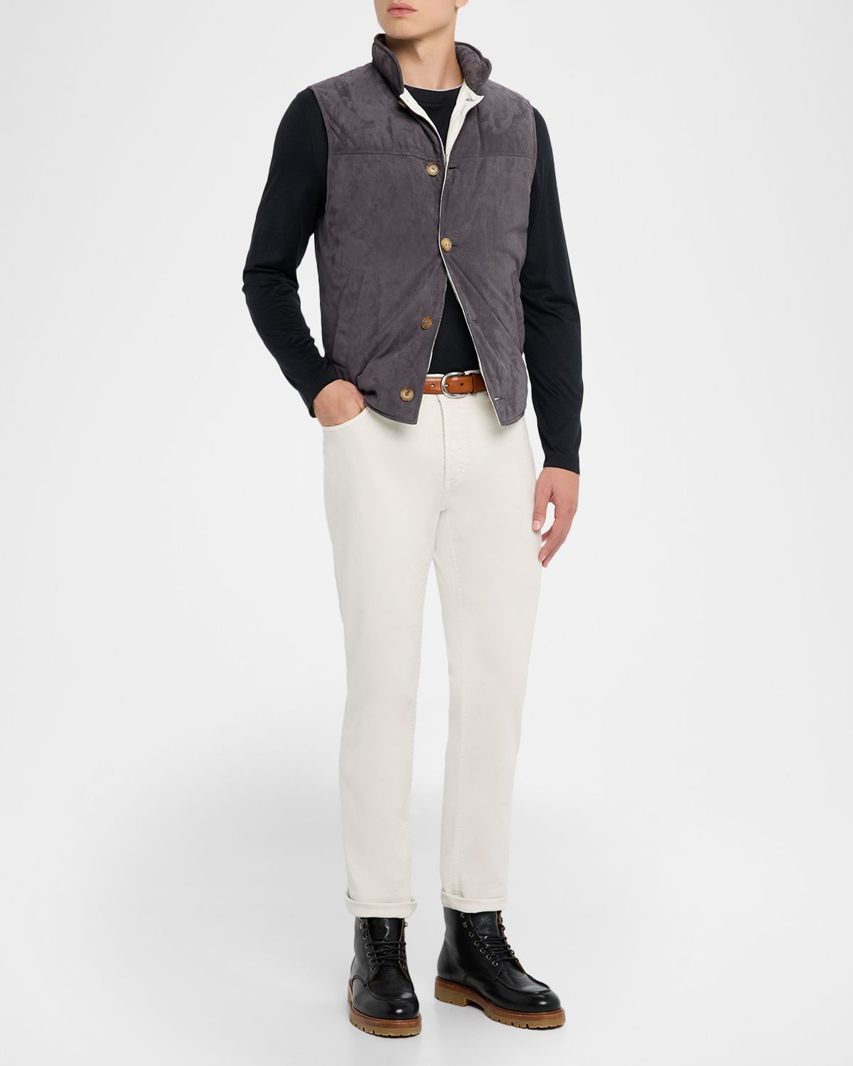 Brunello Cucinelli Men 's Silk and Cotton Long-Sleeve T-Shirt