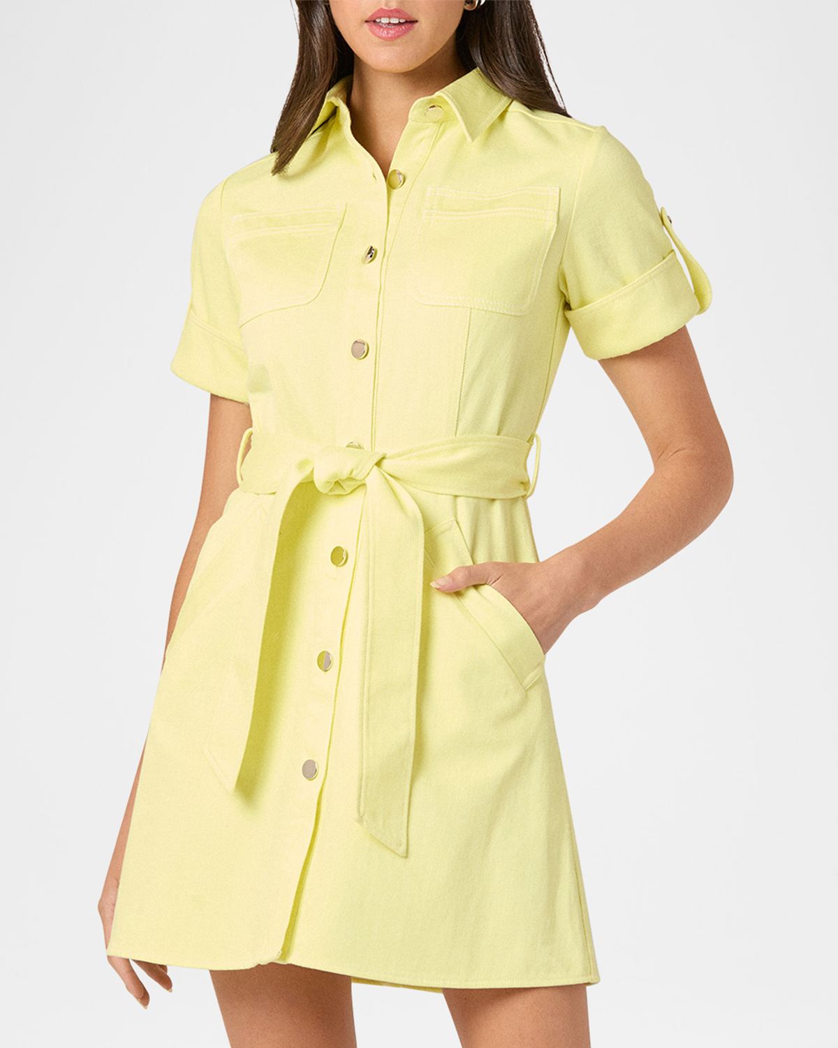 Shoshanna Corie Tie-Waist Cotton Mini Dress