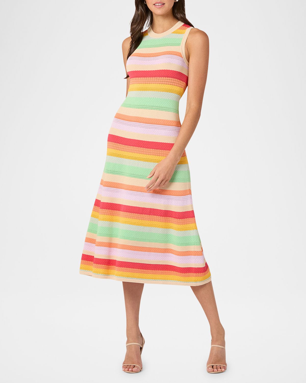 Shoshanna Keira Striped Mixed-Knit Midi Dress