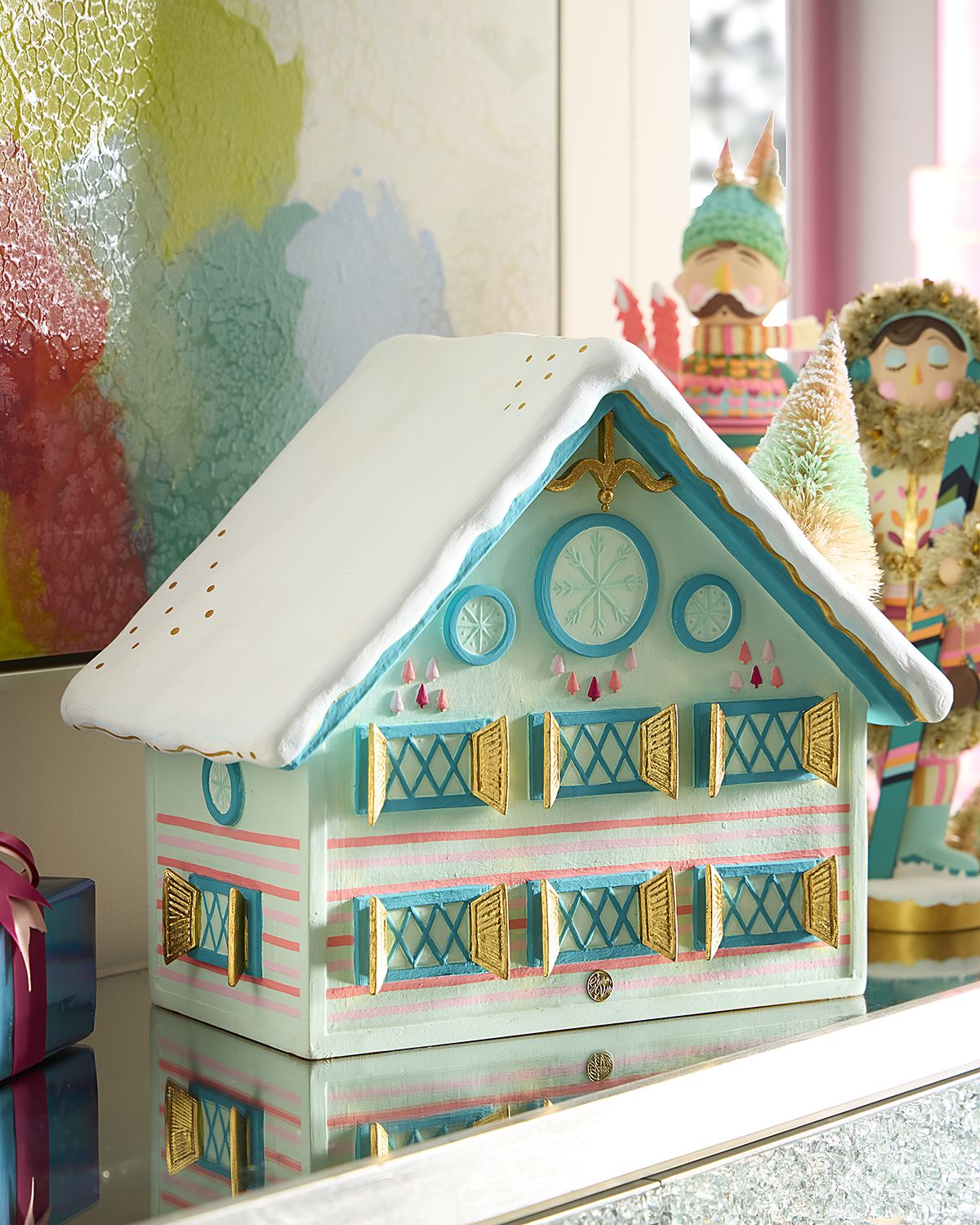 Glitterville 16" Rainbow Chalet Christmas Decoration