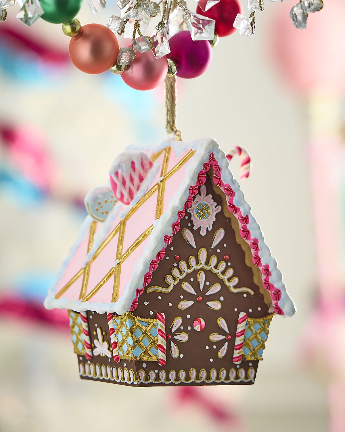 Glitterville Gingerbread Cottage Christmas Ornament, Brown