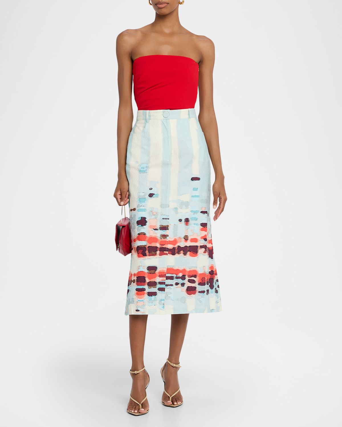 Silvia Tcherassi Layan Stretch Cotton Midi Skirt